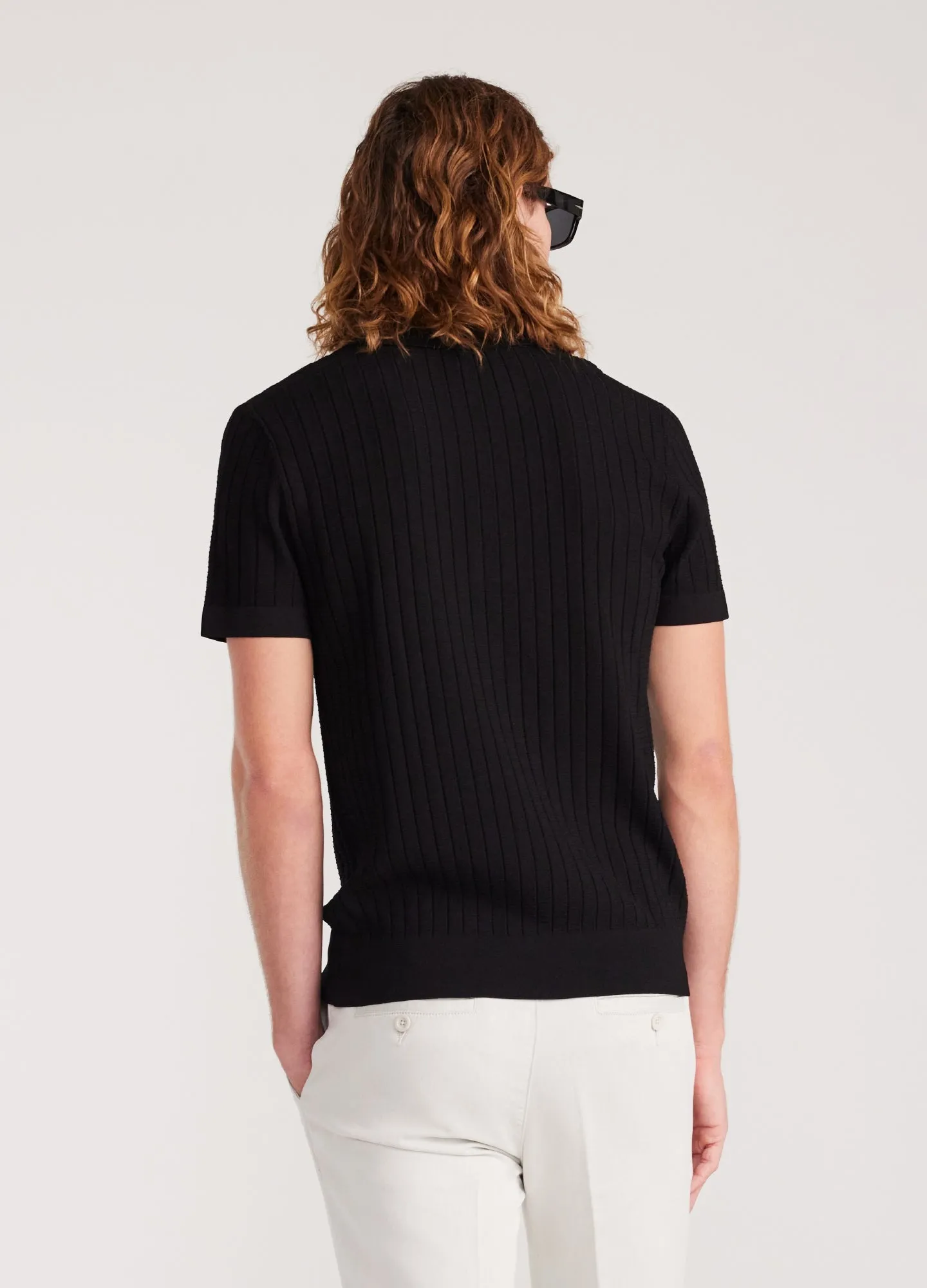 Textured Rib Tech Knit Polo Black sold by Calibre product image thumbnail 5