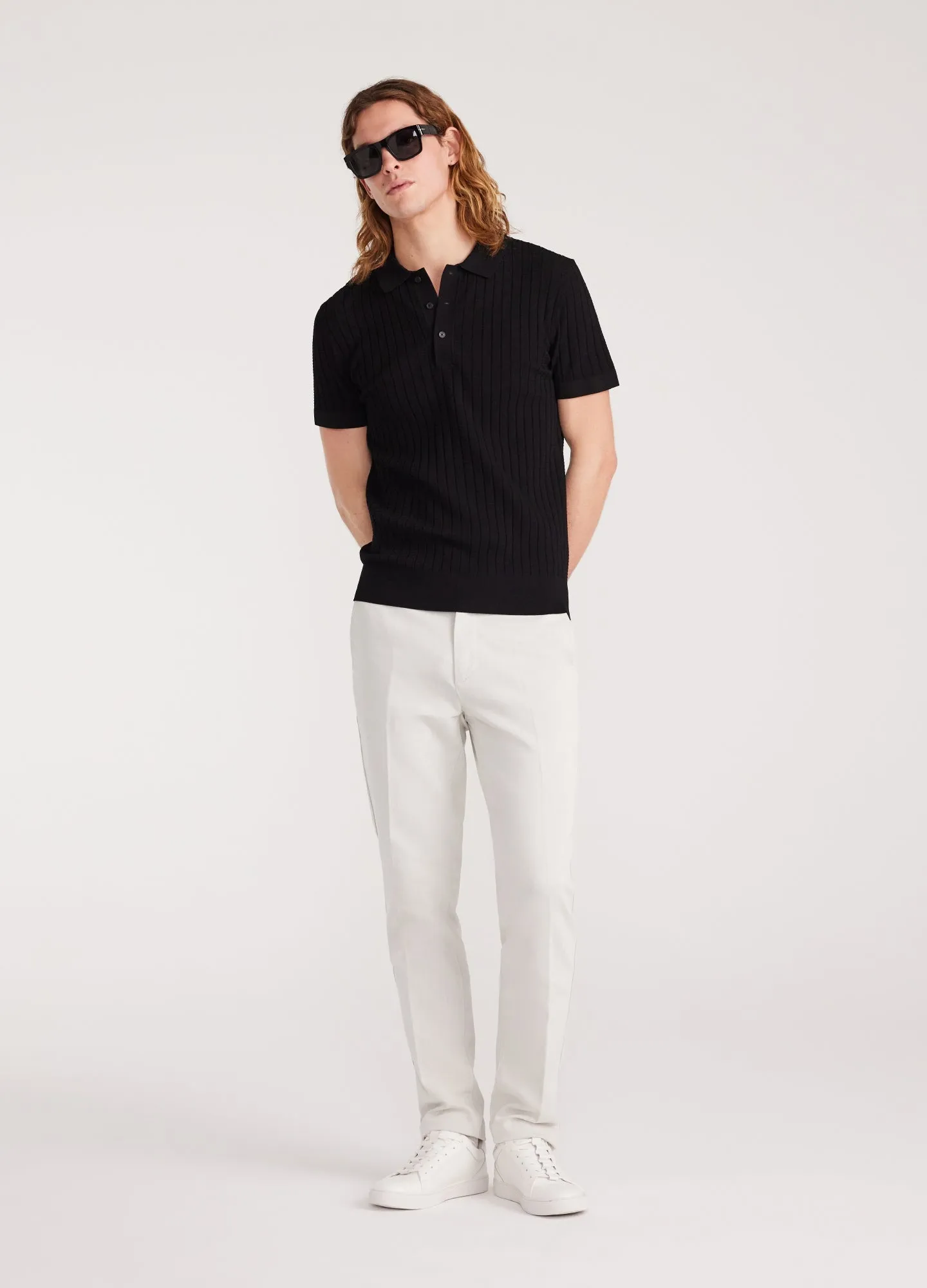 Textured Rib Tech Knit Polo Black sold by Calibre product image thumbnail 2
