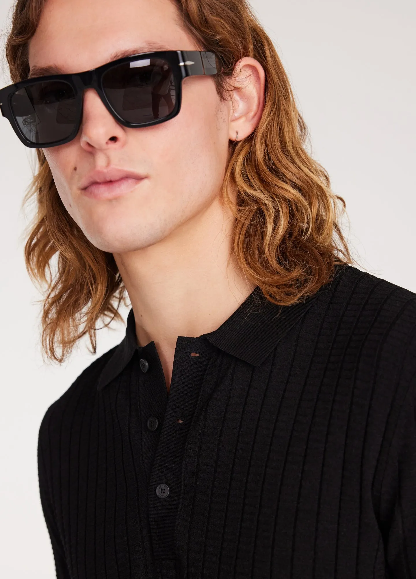 Textured Rib Tech Knit Polo Black sold by Calibre product image thumbnail 4