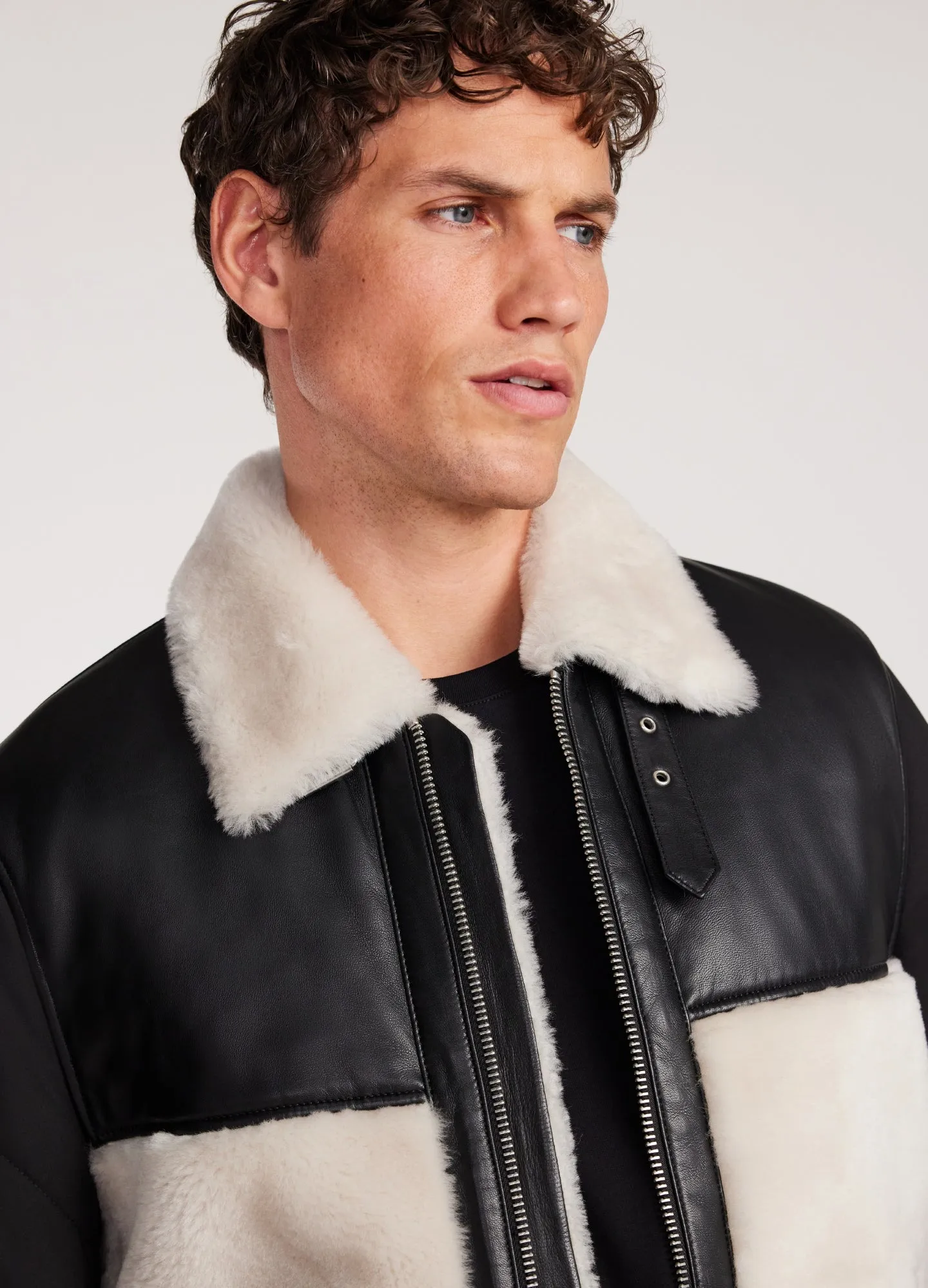 Quilted Shearling Biker Jacket Ivory sold by Calibre product image thumbnail 4