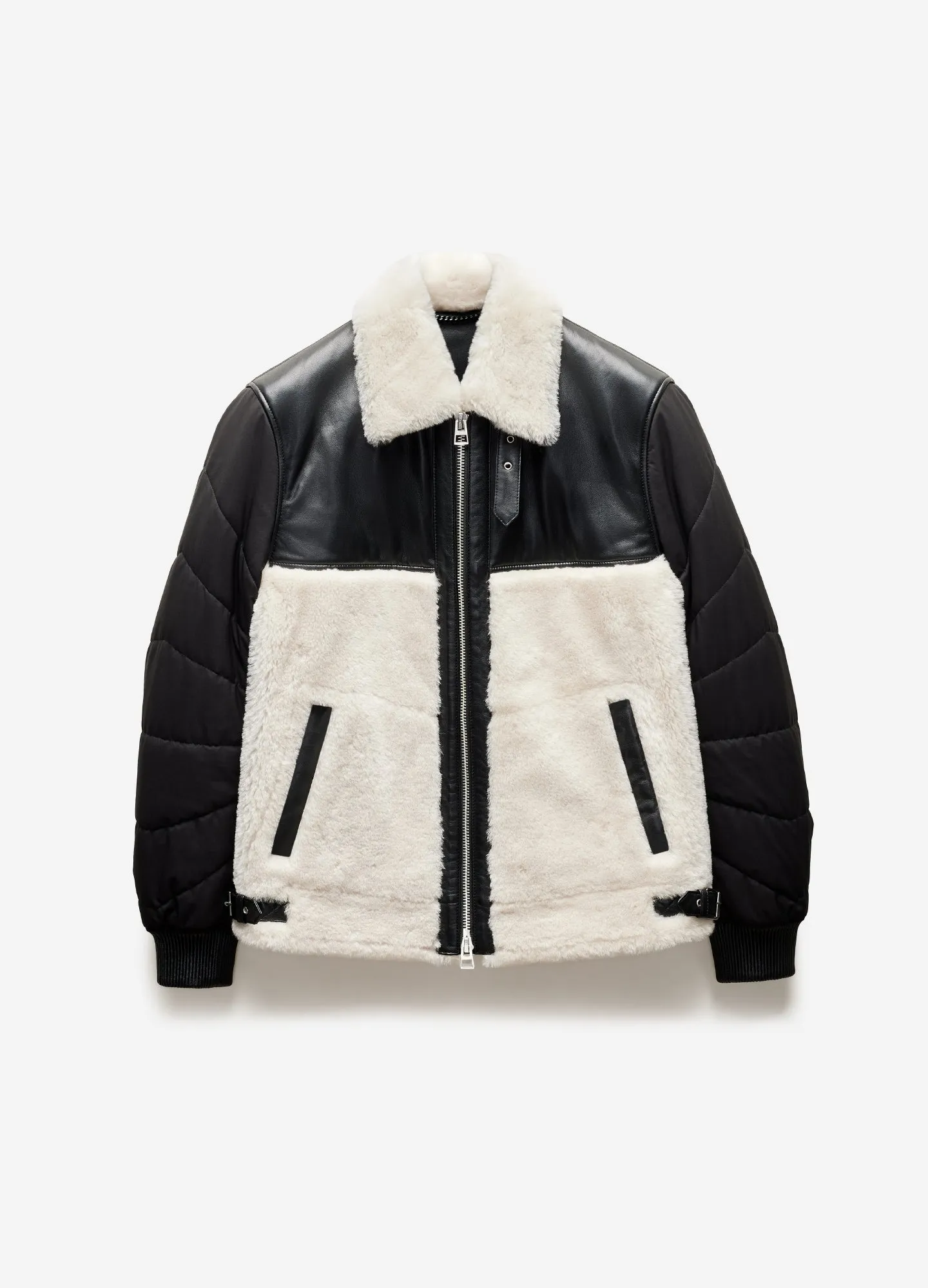 Quilted Shearling Biker Jacket Ivory sold by Calibre