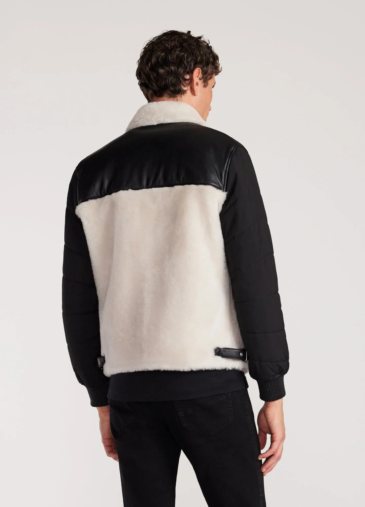 Quilted Shearling Biker Jacket Ivory sold by Calibre product image thumbnail 5