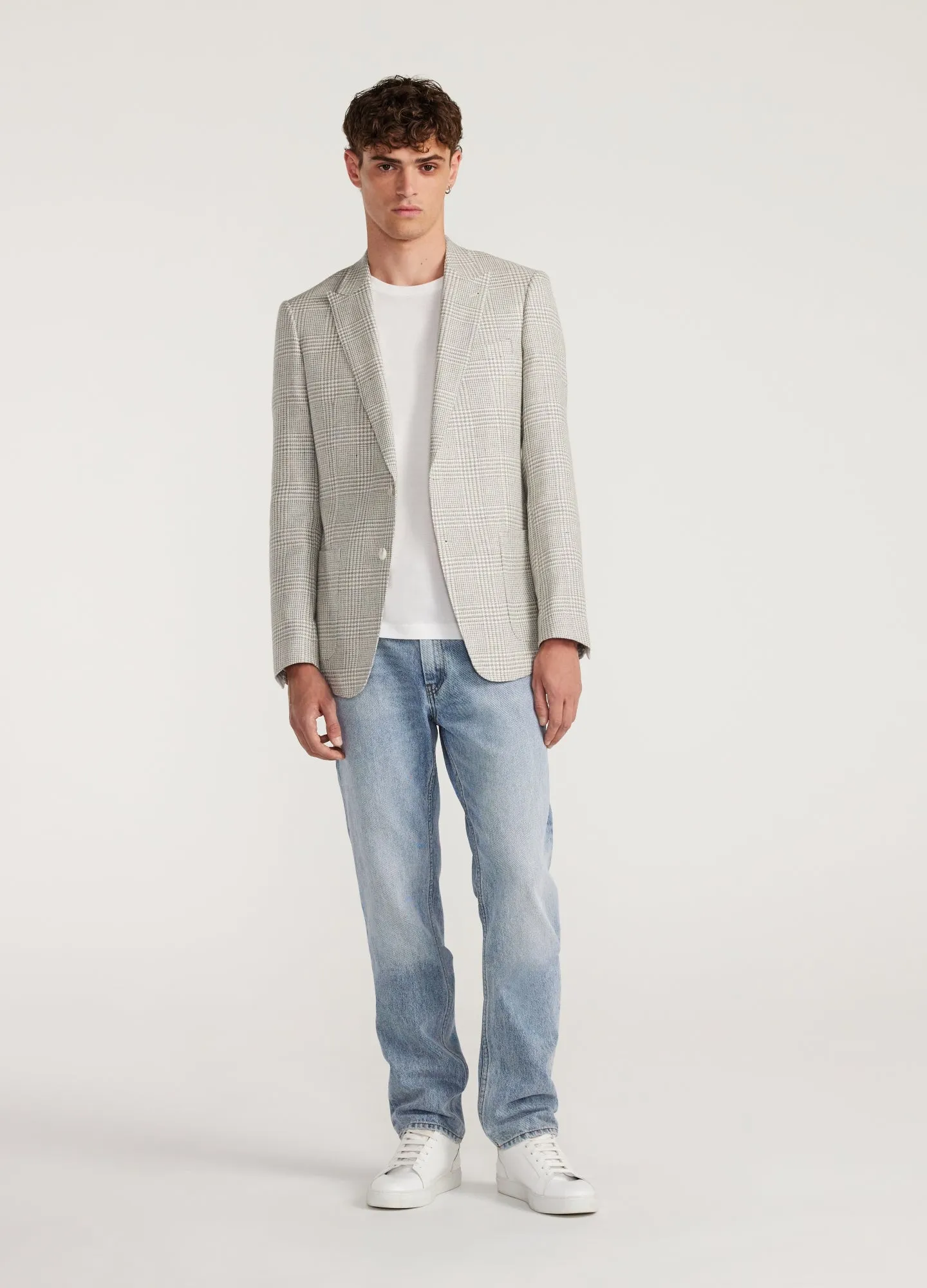 Wool Linen Check Blazer Silver sold by Calibre product image thumbnail 2