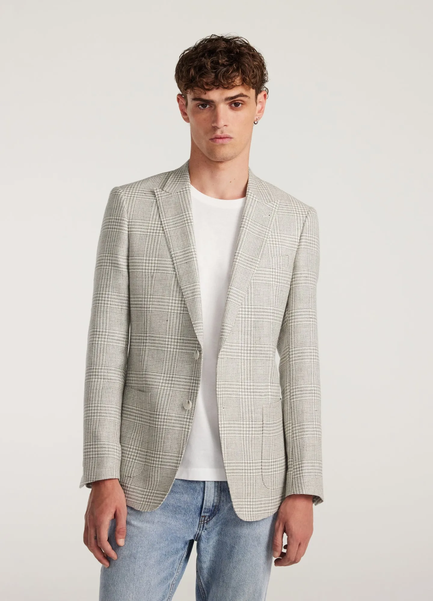 Wool Linen Check Blazer Silver sold by Calibre product image thumbnail 3