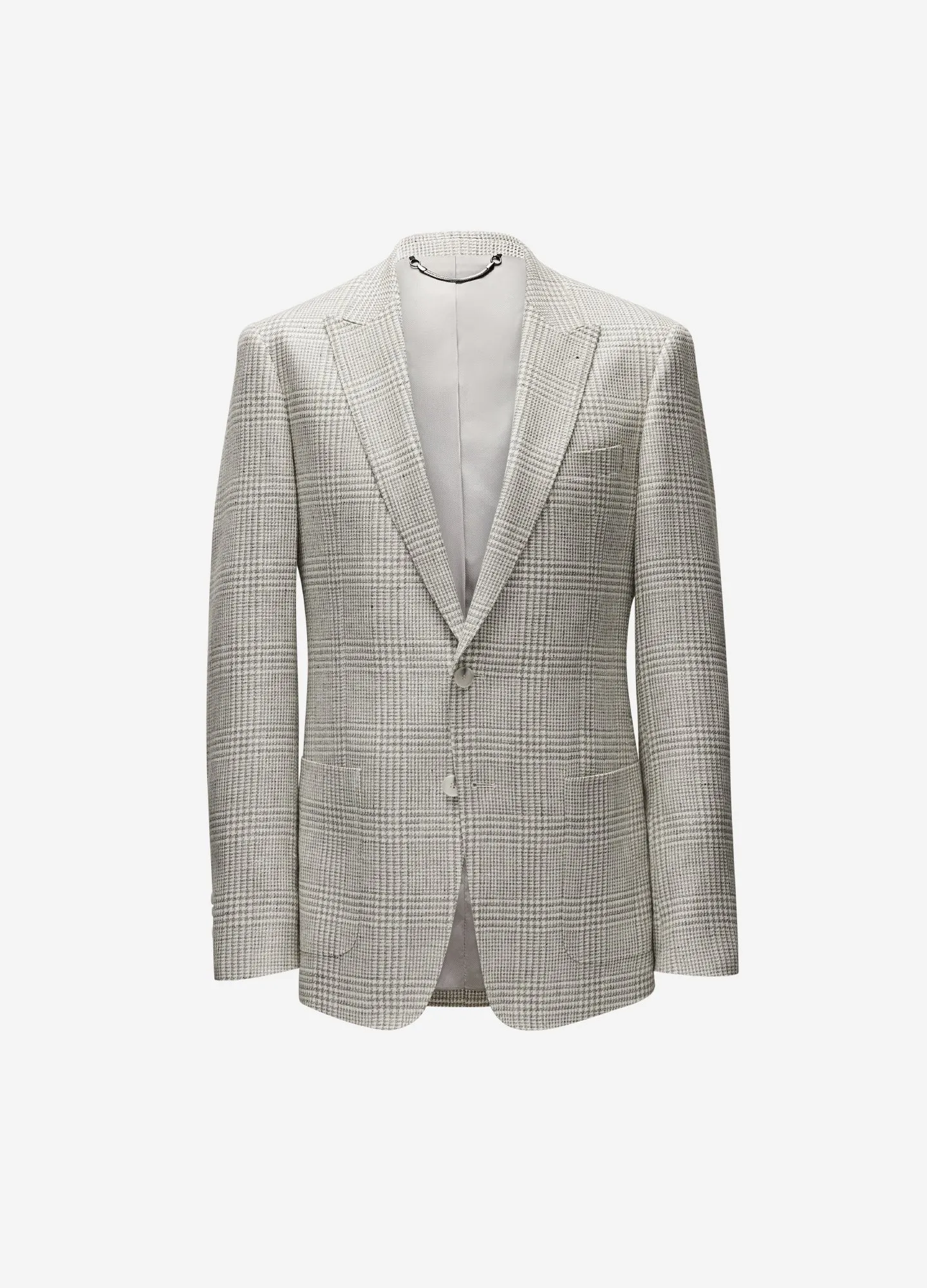 Wool Linen Check Blazer Silver sold by Calibre