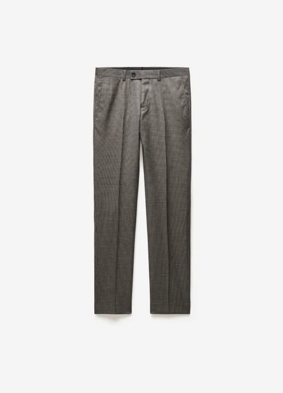 Micro Check Suit Pants Taupe sold by Calibre
