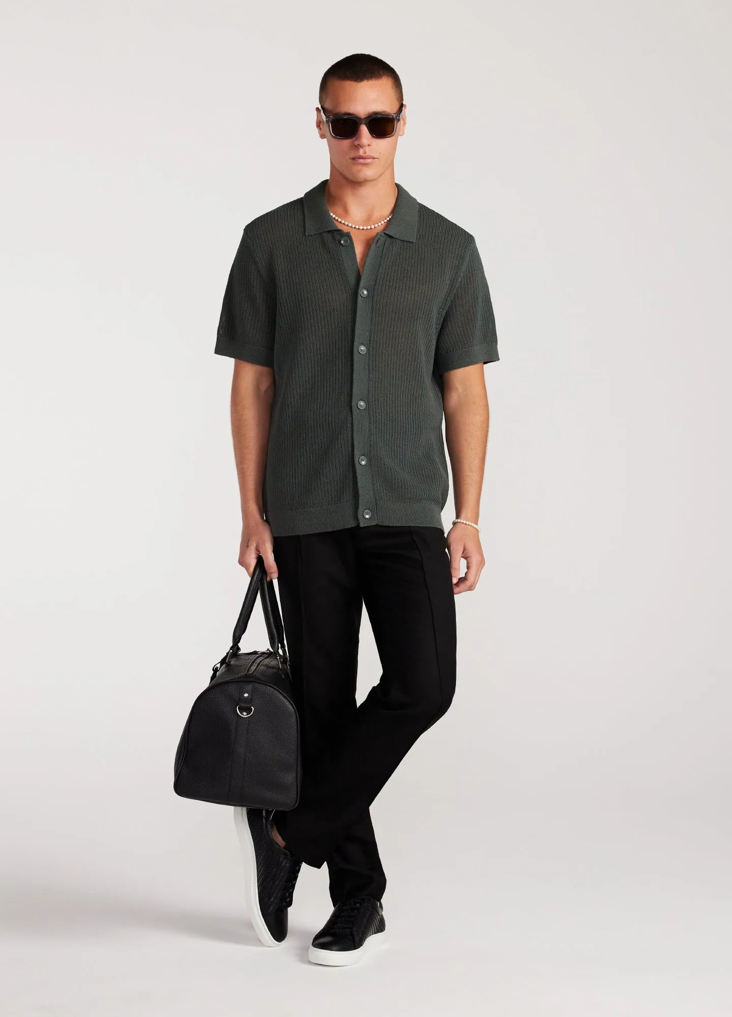Relaxed Textured Knit Shirt Pine Green sold by Calibre product image thumbnail 2