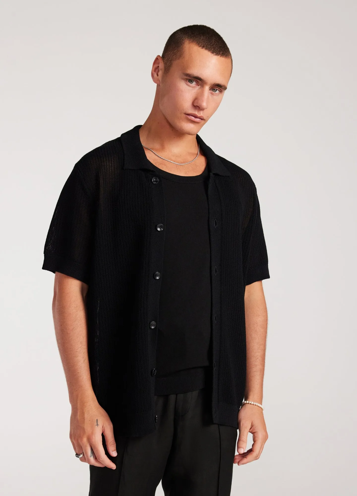 Relaxed Textured Knit Shirt Black sold by Calibre product image thumbnail 3