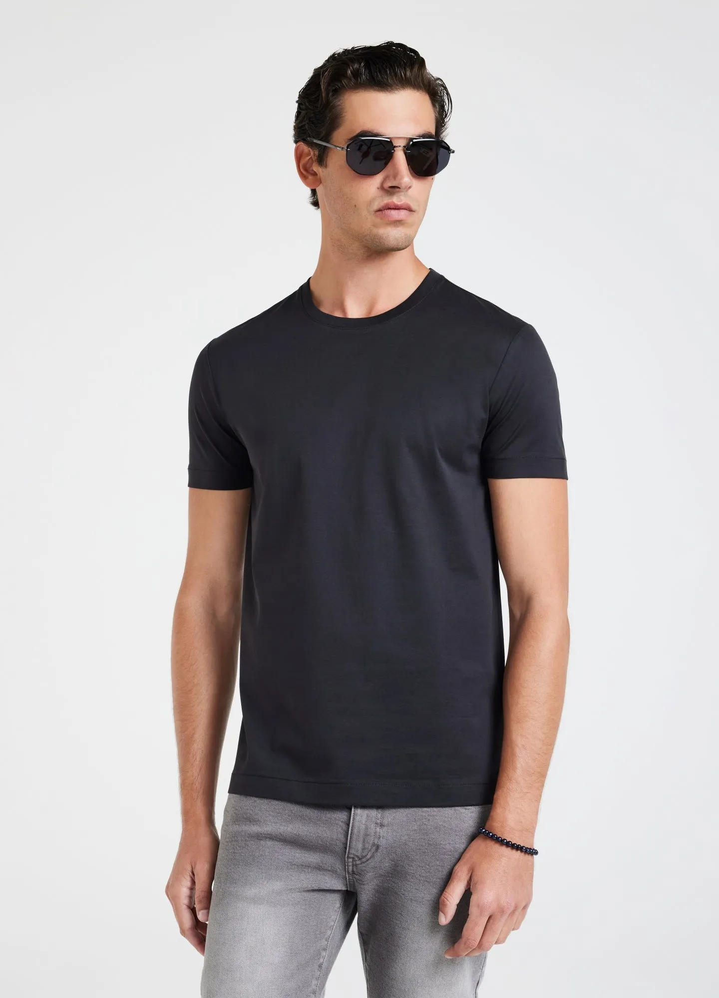 Mercerised Crew Neck T-Shirt Iron sold by Calibre product image thumbnail 3