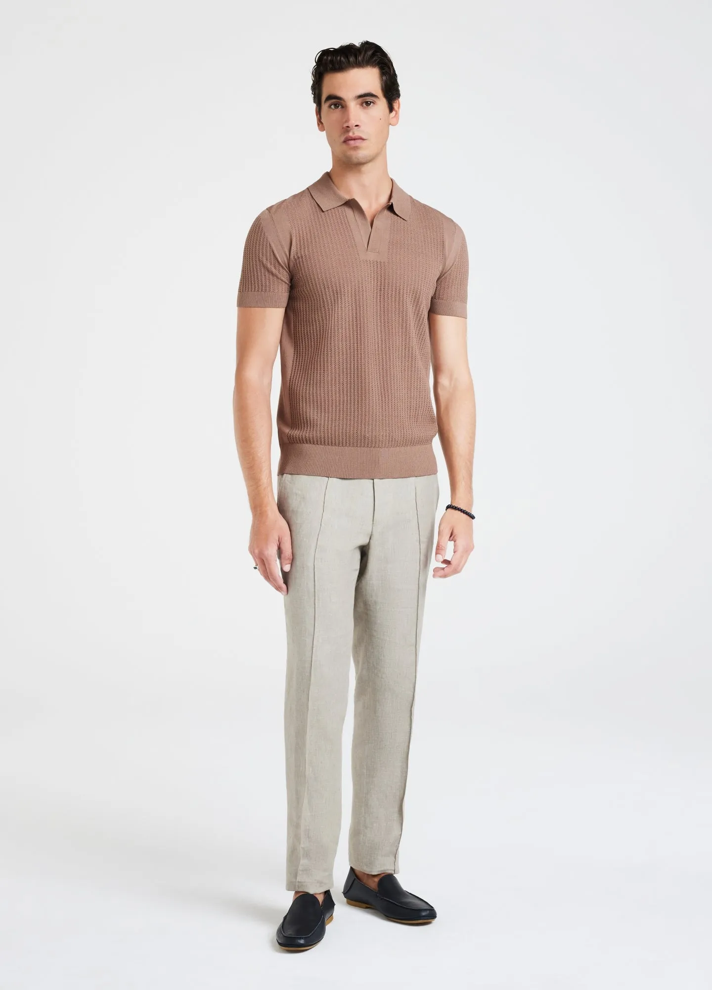 Zig Zag Lace Tech Knit Polo Mocha sold by Calibre product image thumbnail 2