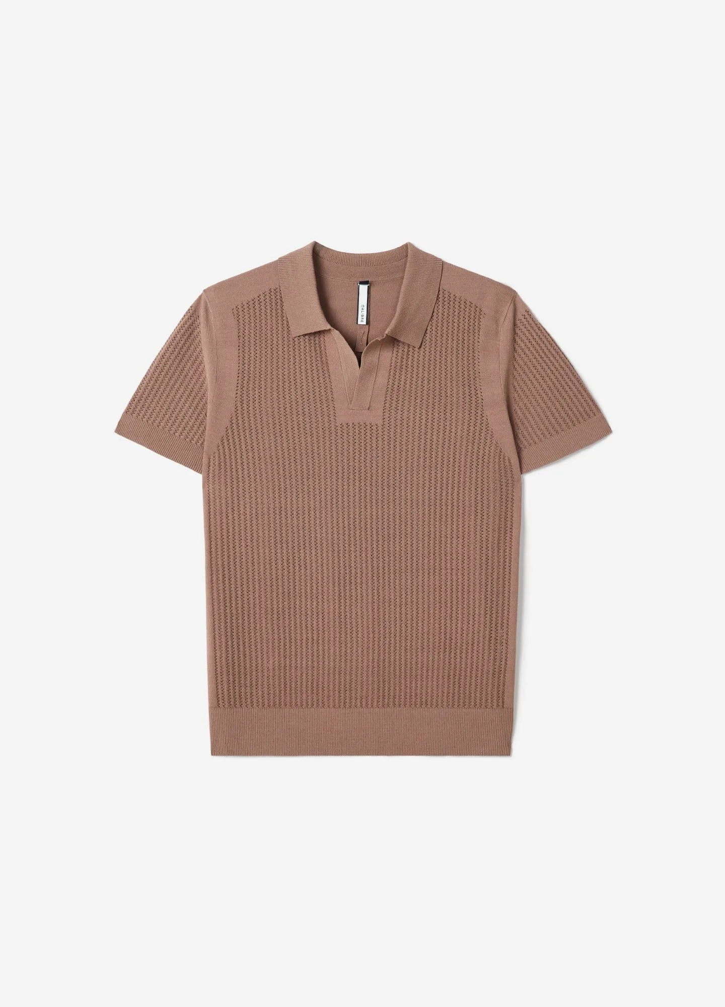 Zig Zag Lace Tech Knit Polo Mocha sold by Calibre