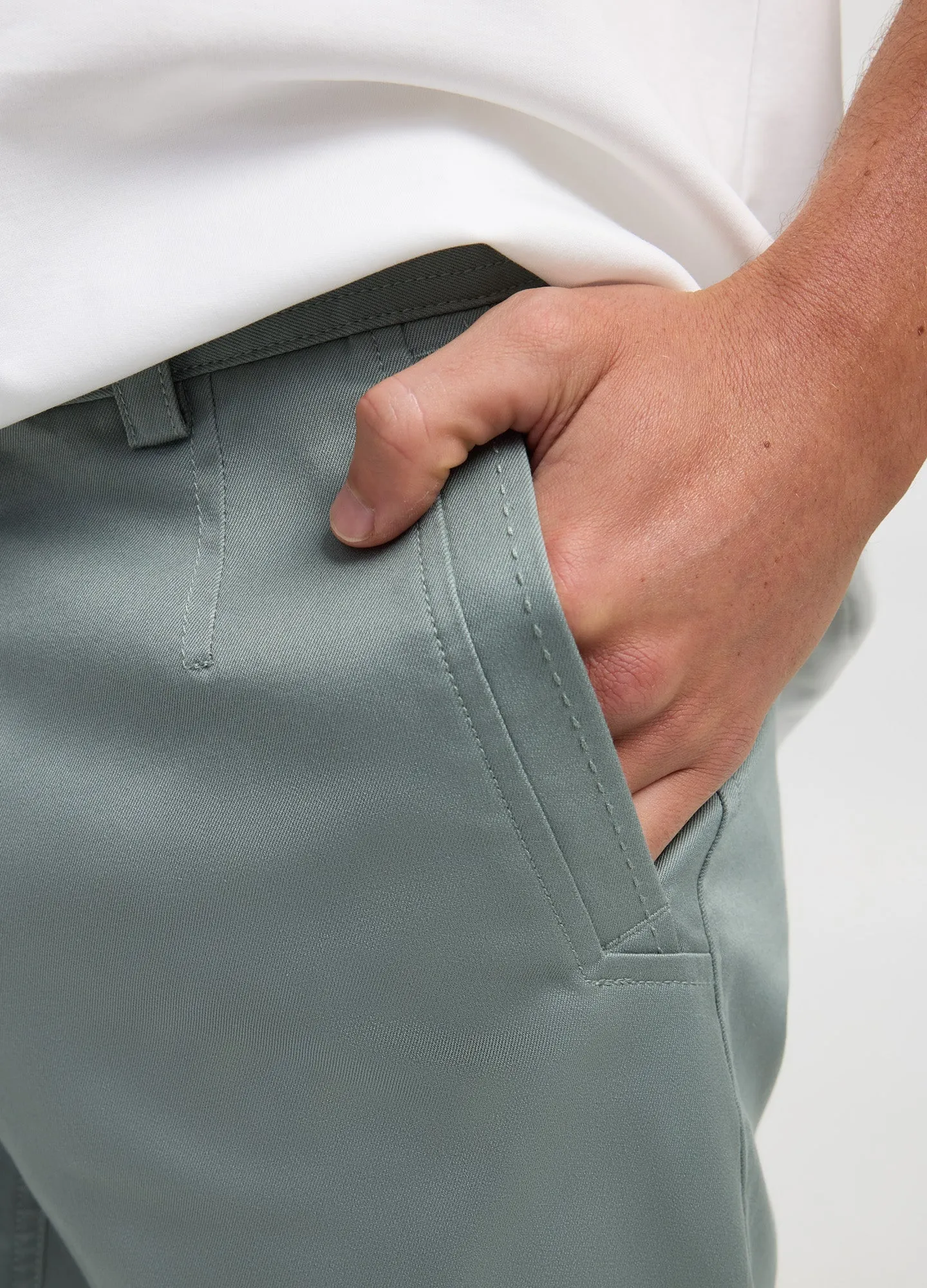 Slim Fit Cotton Stretch Chinos Sage sold by Calibre product image thumbnail 4