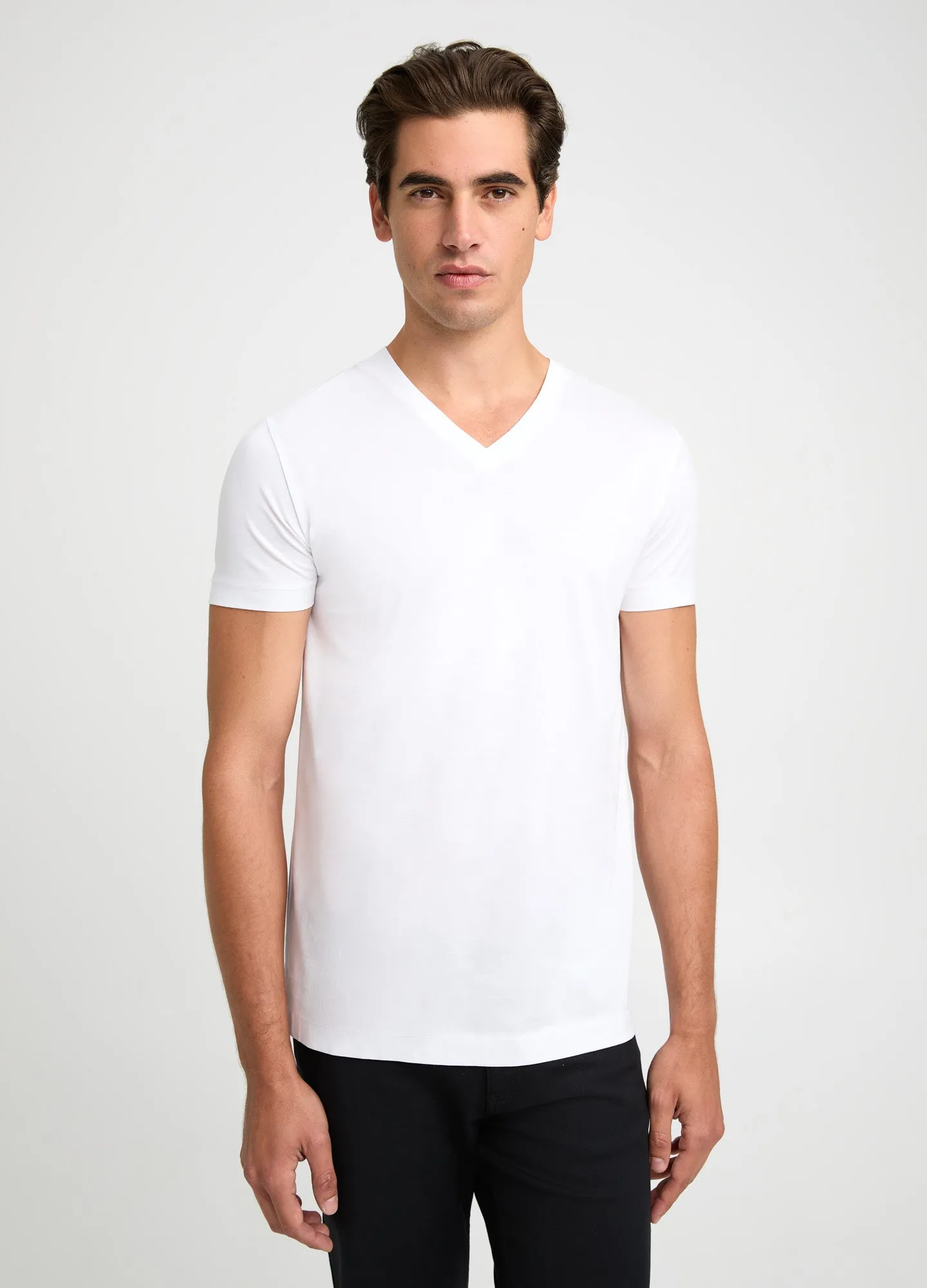 Mercerised Cotton Jersey V Neck T-shirt White sold by Calibre product image thumbnail 3