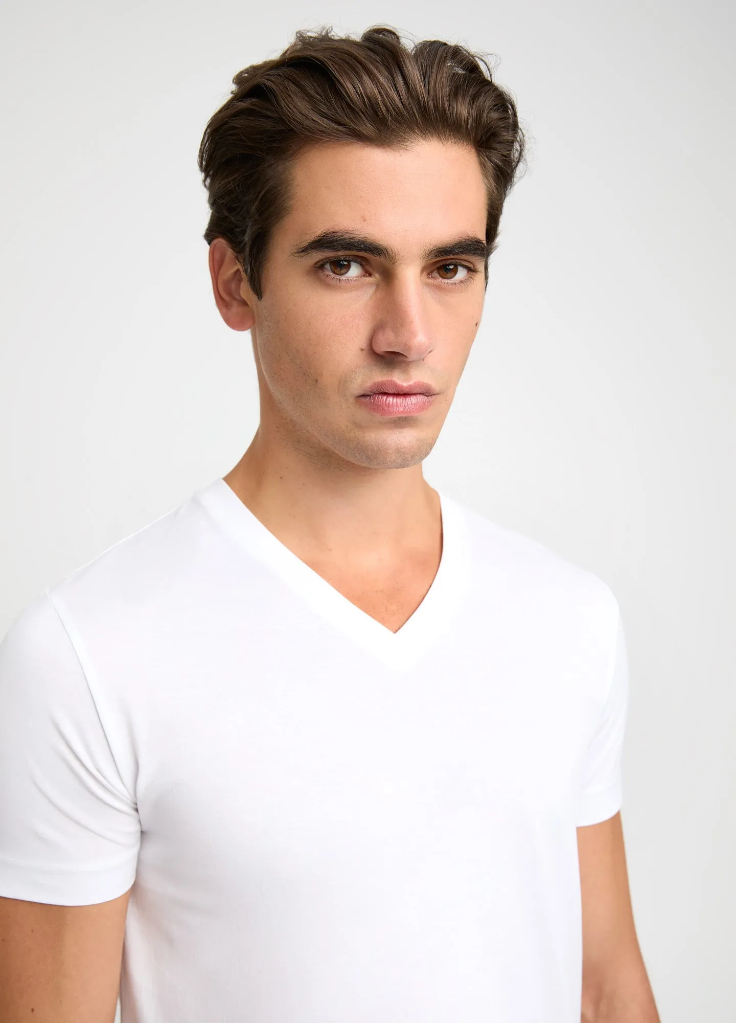 Mercerised Cotton Jersey V Neck T-shirt White sold by Calibre product image thumbnail 4