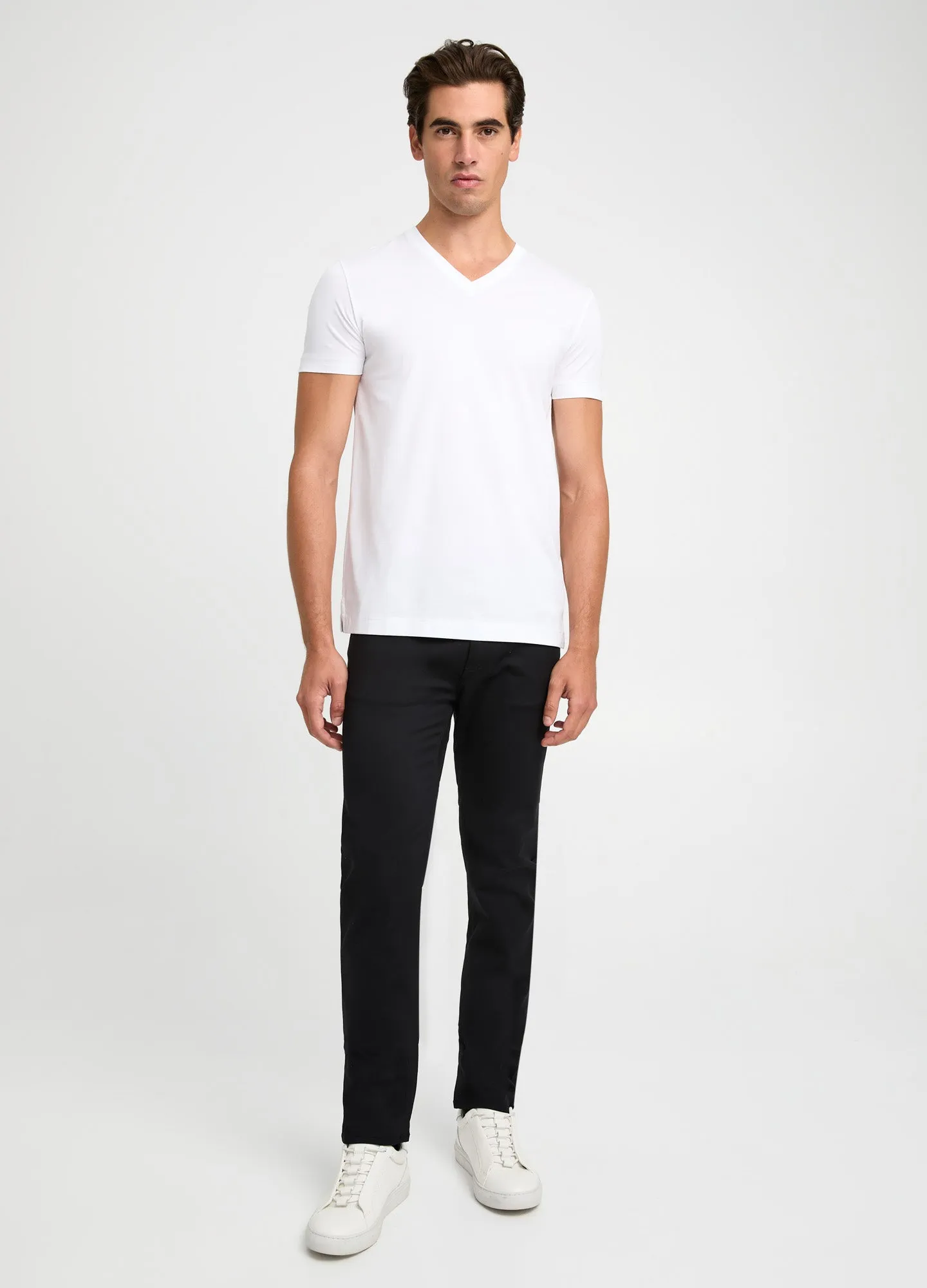 Mercerised Cotton Jersey V Neck T-shirt White sold by Calibre product image thumbnail 2