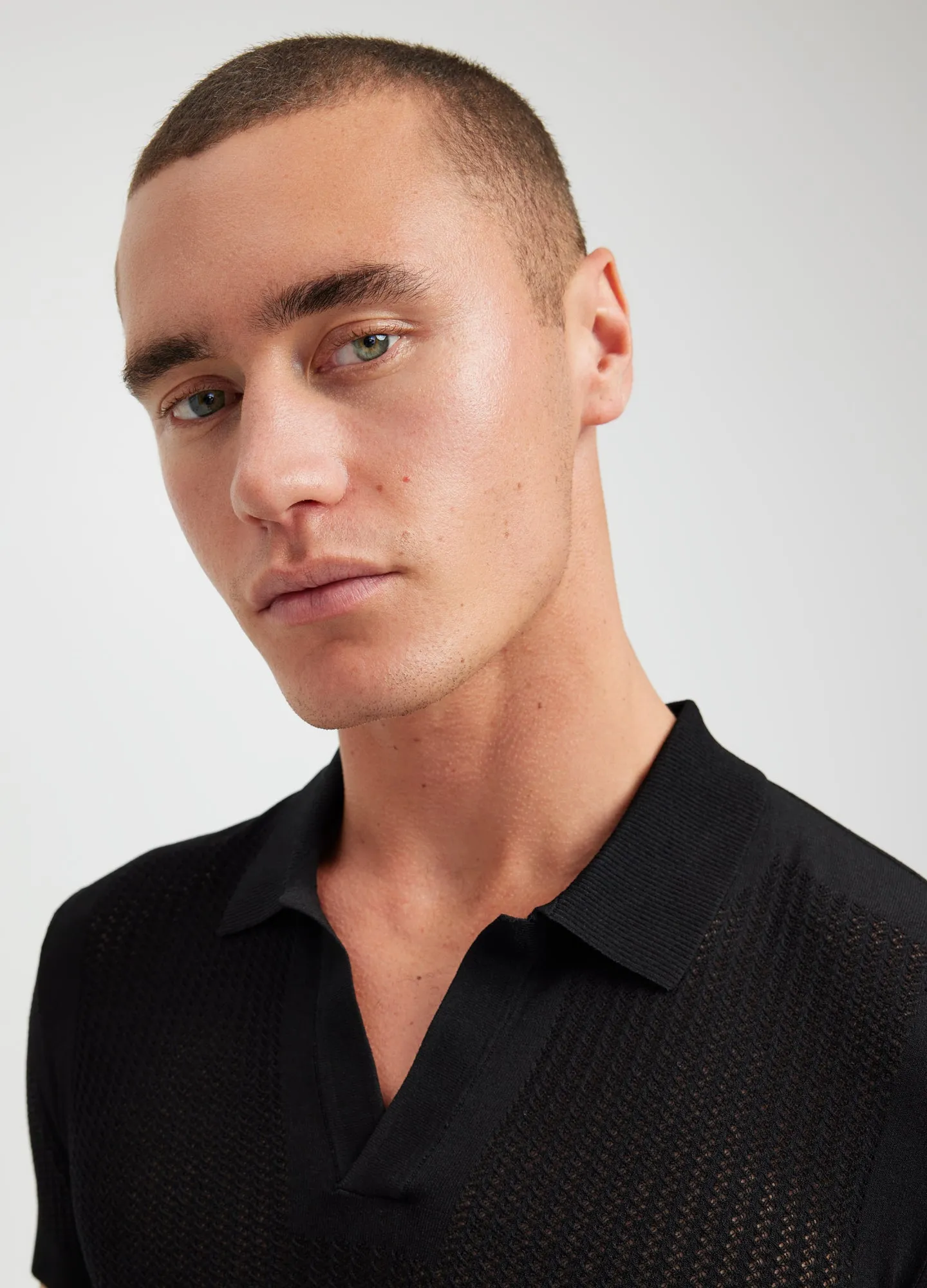 Zig Zag Lace Tech Knit Polo Black sold by Calibre product image thumbnail 4