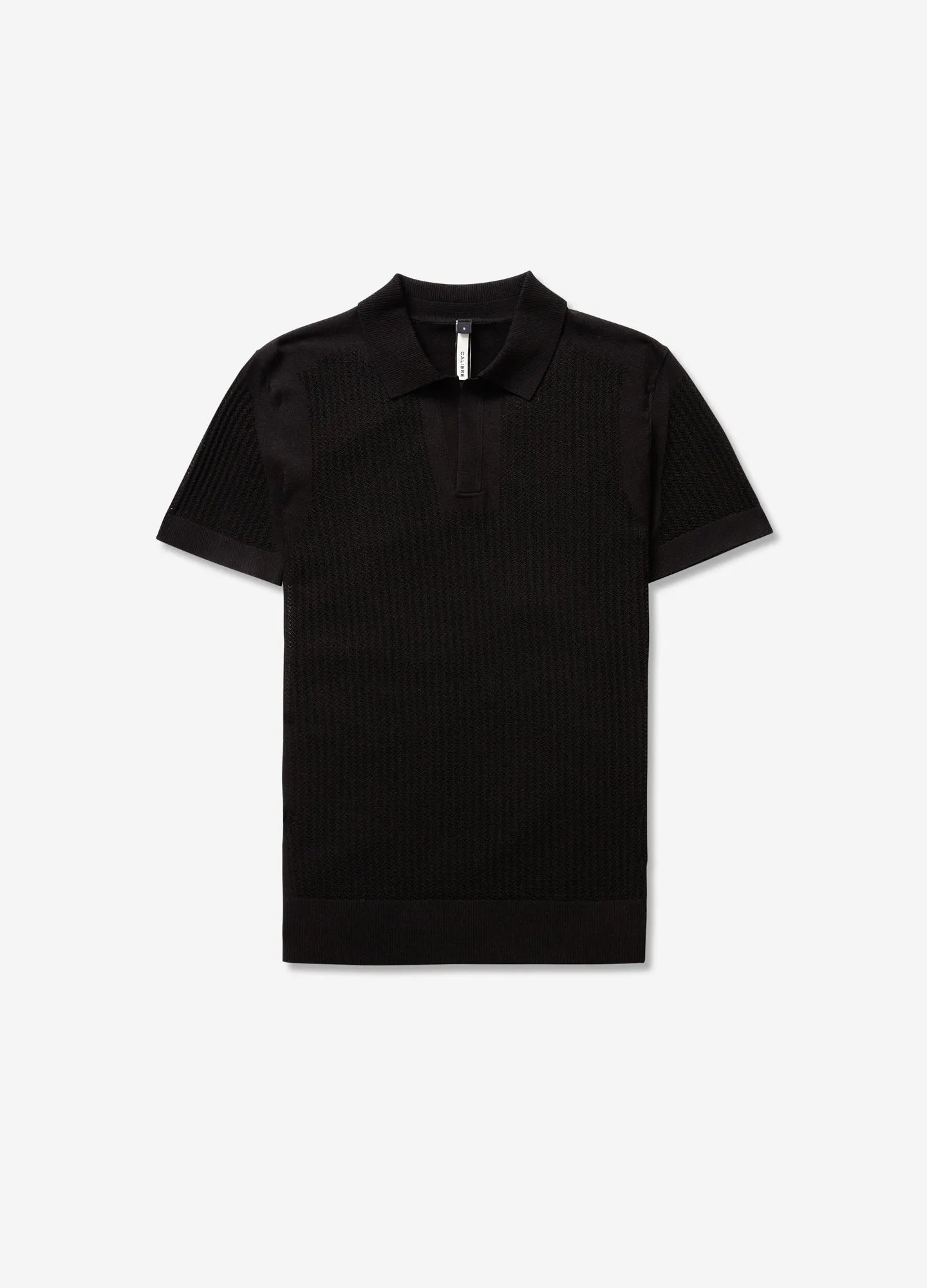 Zig Zag Lace Tech Knit Polo Black sold by Calibre