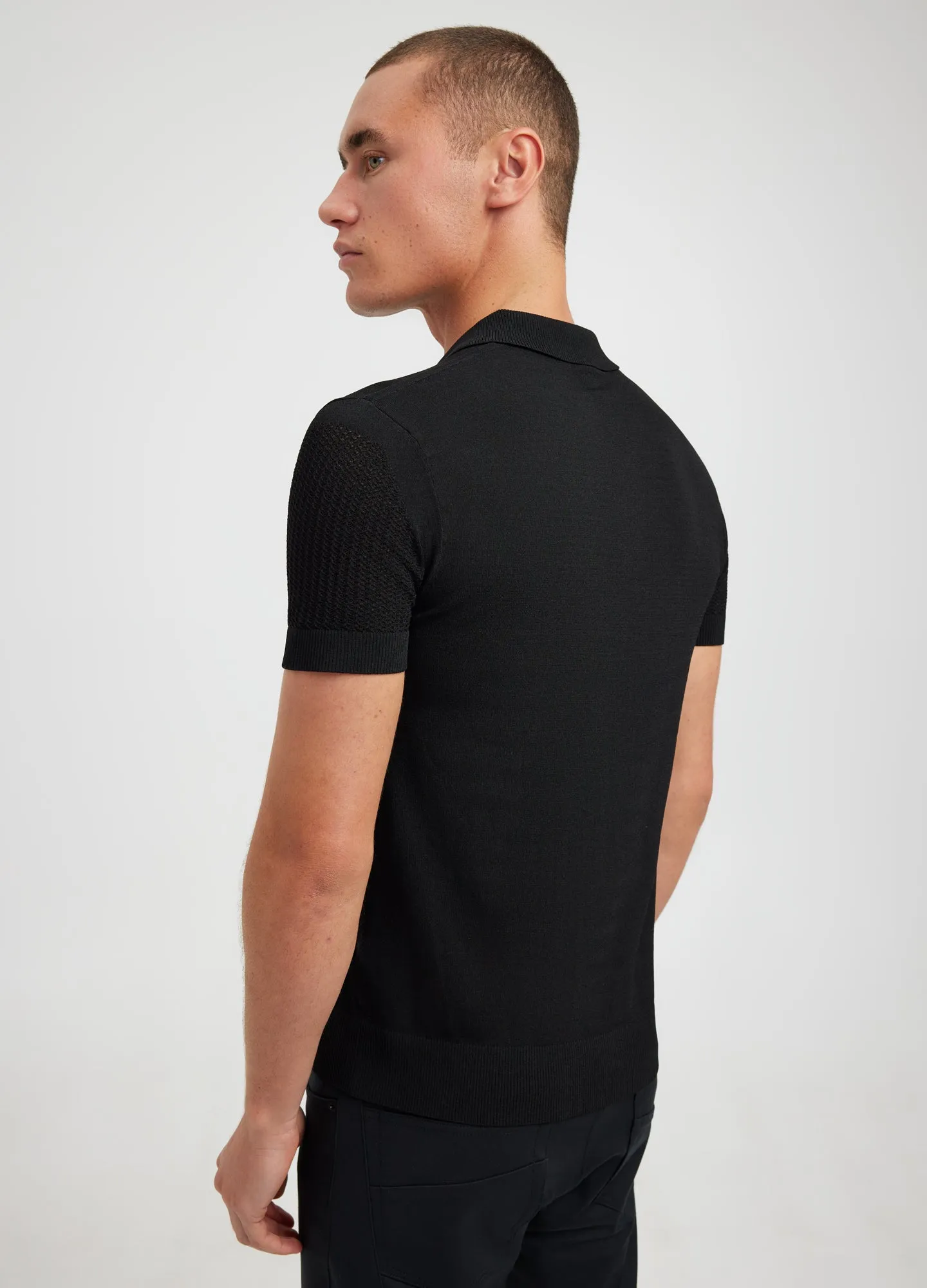 Zig Zag Lace Tech Knit Polo Black sold by Calibre product image thumbnail 5