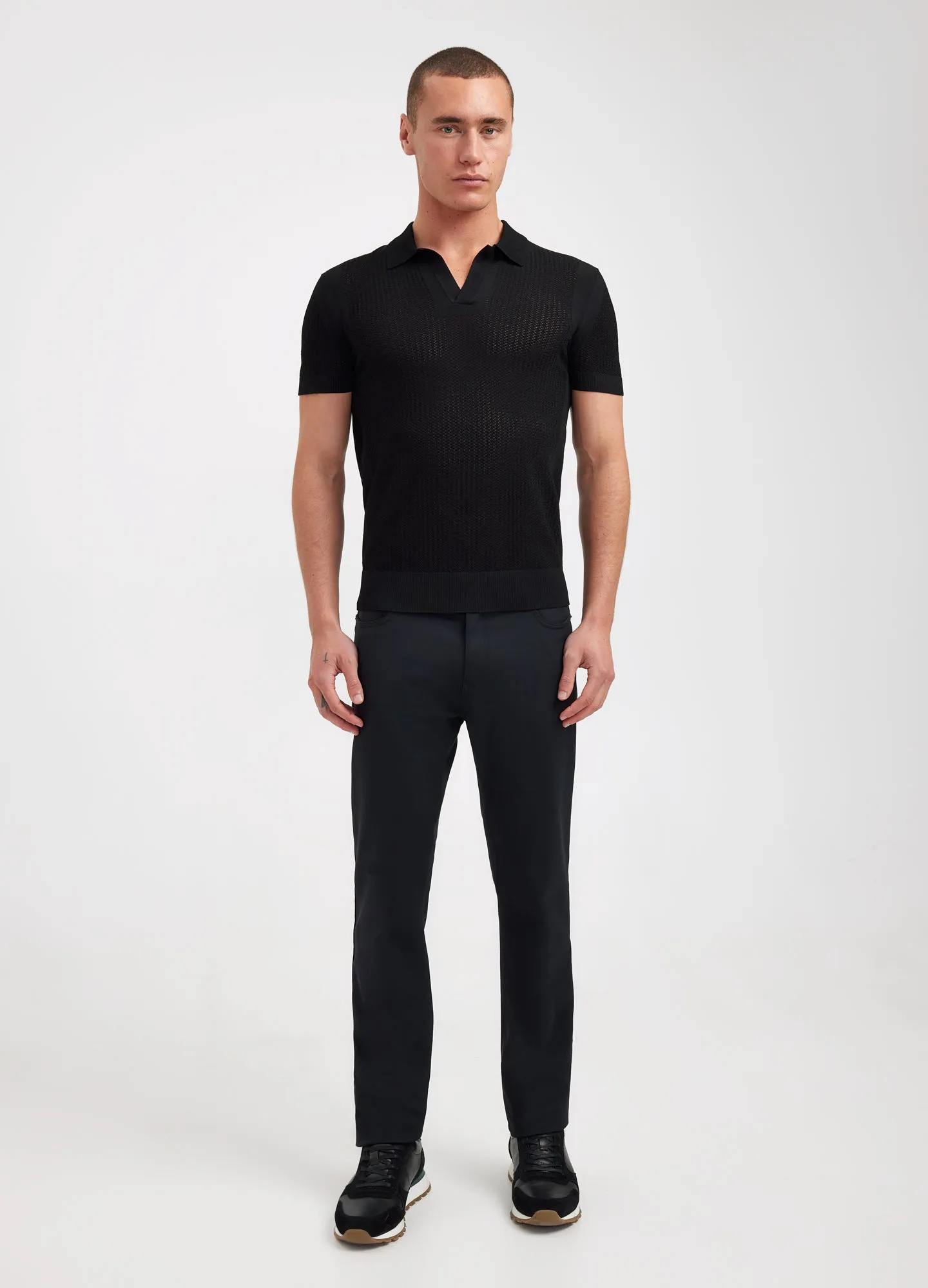 Zig Zag Lace Tech Knit Polo Black sold by Calibre product image thumbnail 2