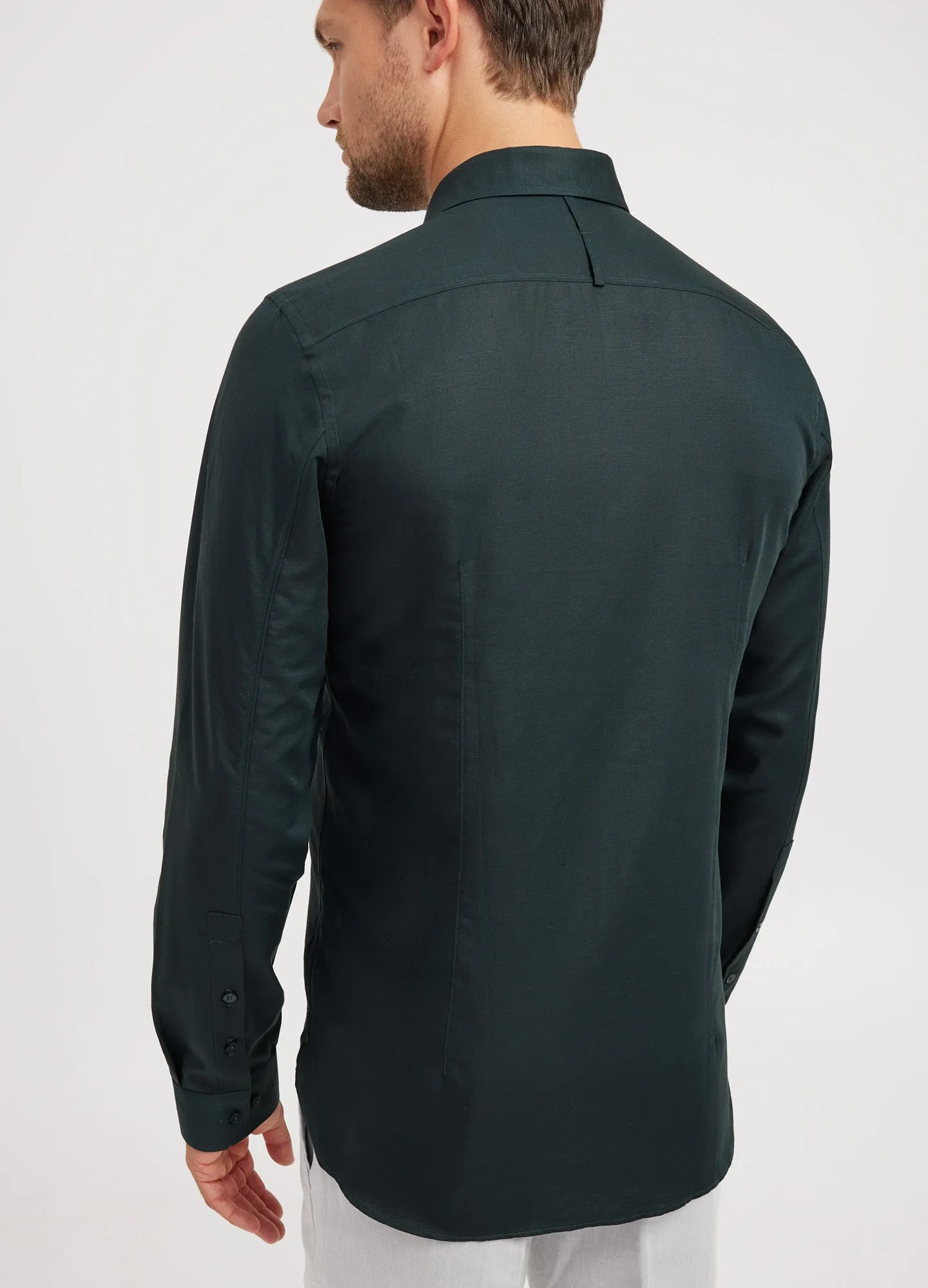 Cotton Linen Shirt Dark Green sold by Calibre product image thumbnail 4