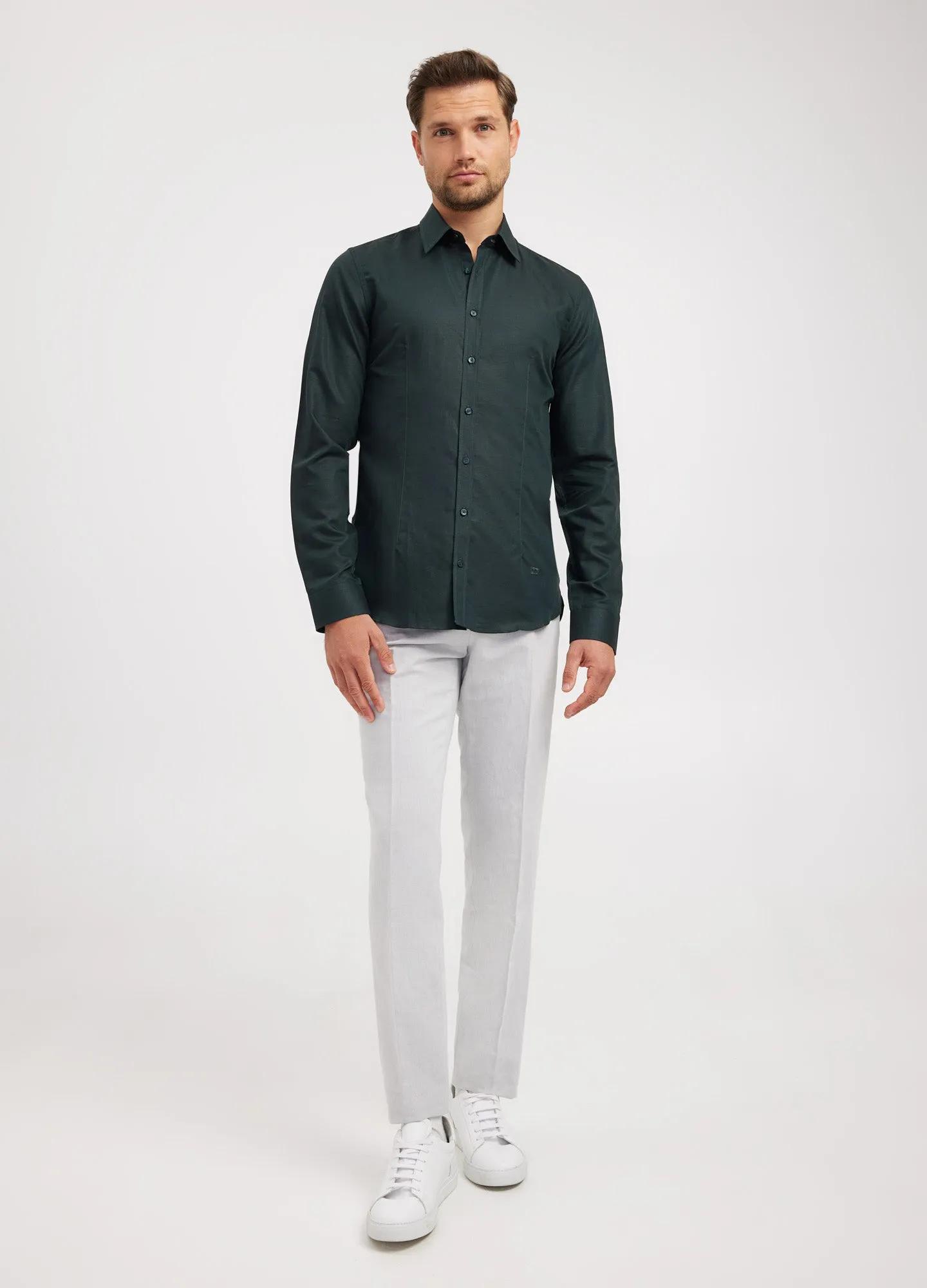 Cotton Linen Shirt Dark Green sold by Calibre product image thumbnail 2