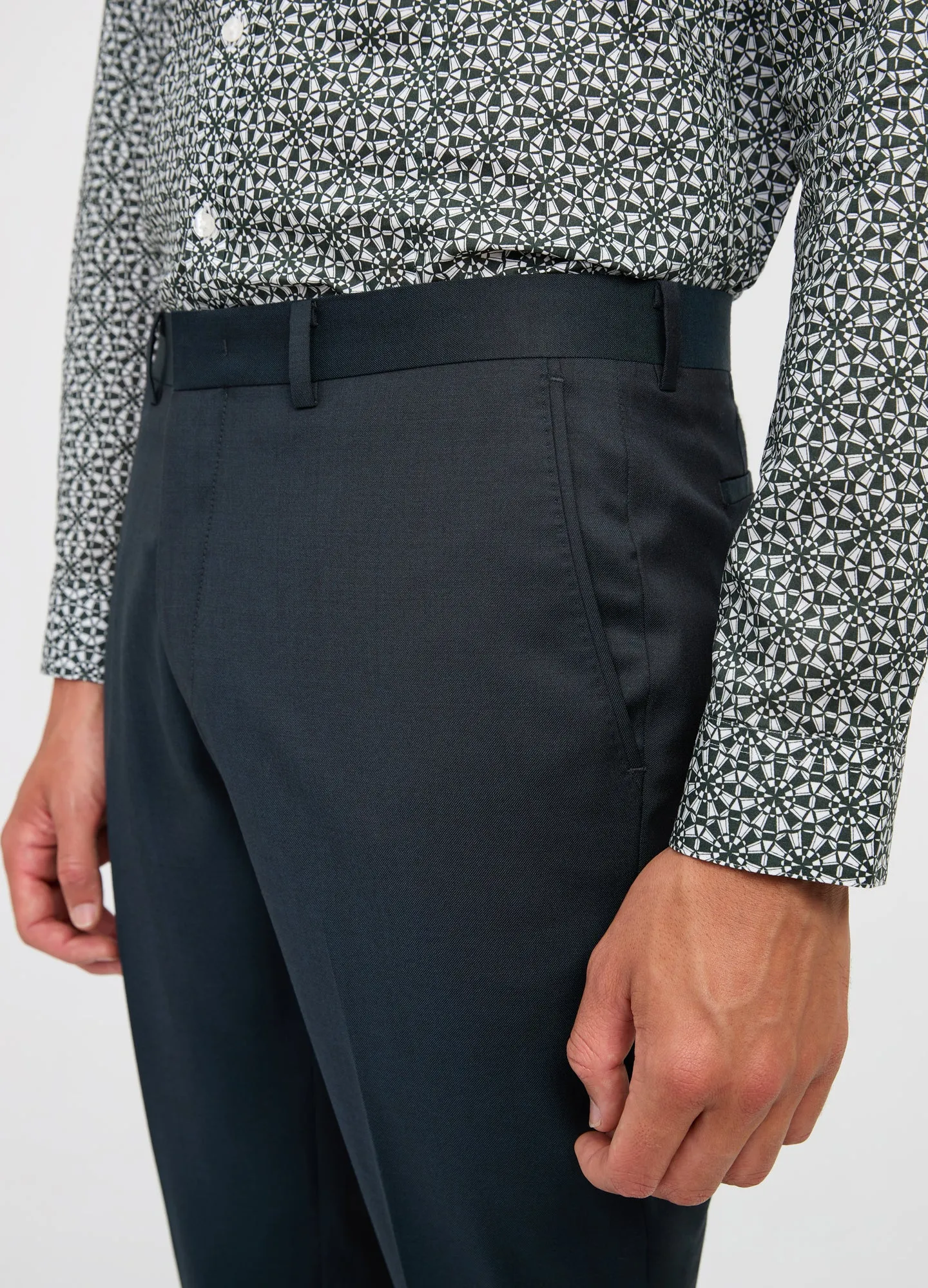 Tonal Twill Suit Pant Dark Green sold by Calibre product image thumbnail 4