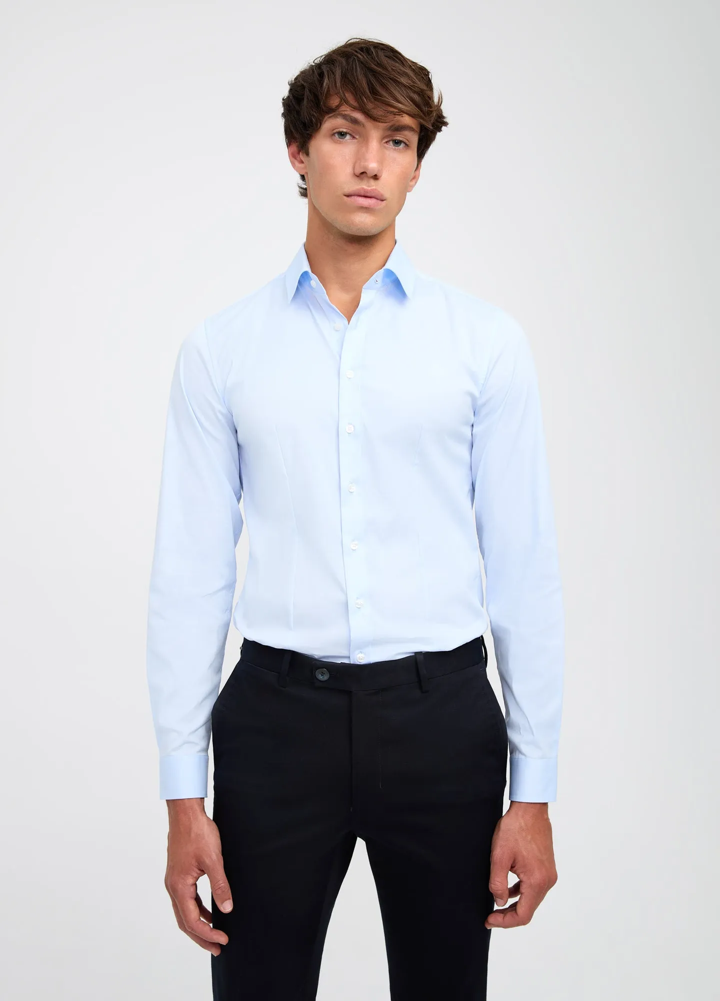 Stretch Cotton Poplin Shirt Light Blue sold by Calibre product image thumbnail 3