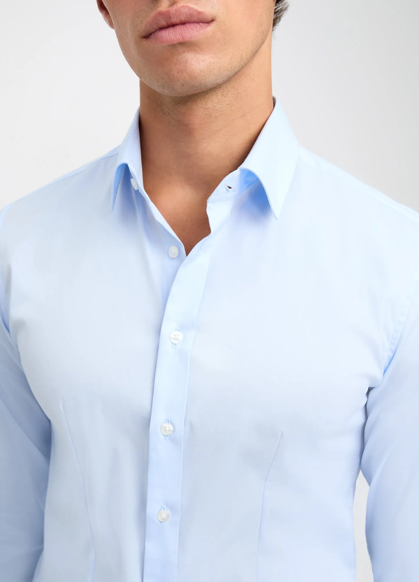 Stretch Cotton Poplin Shirt Light Blue sold by Calibre product image thumbnail 4