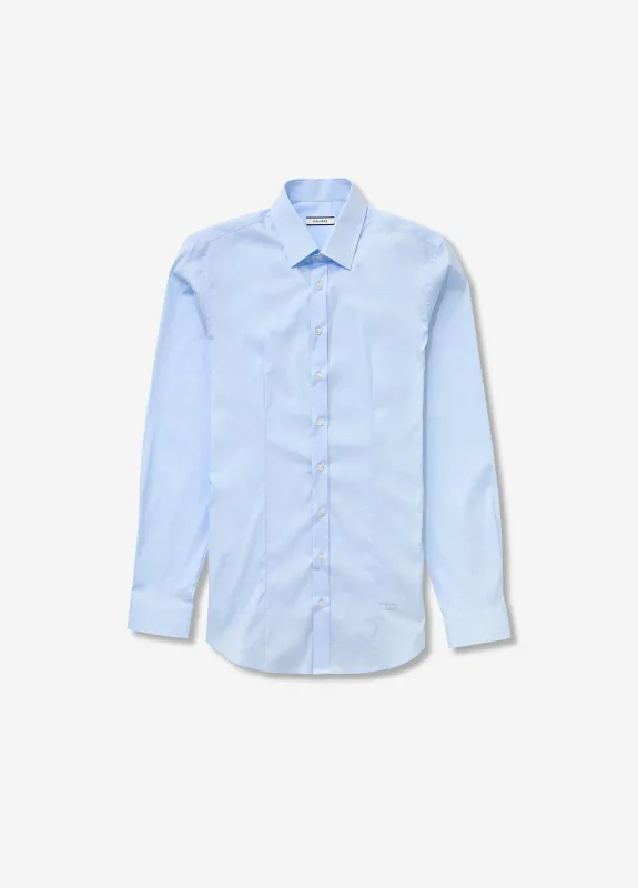 Stretch Cotton Poplin Shirt Light Blue sold by Calibre