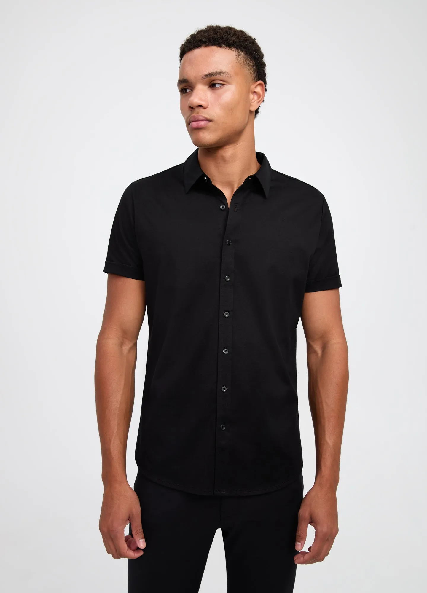 Mercerised Cotton Short Sleeve Shirt Black sold by Calibre product image thumbnail 3