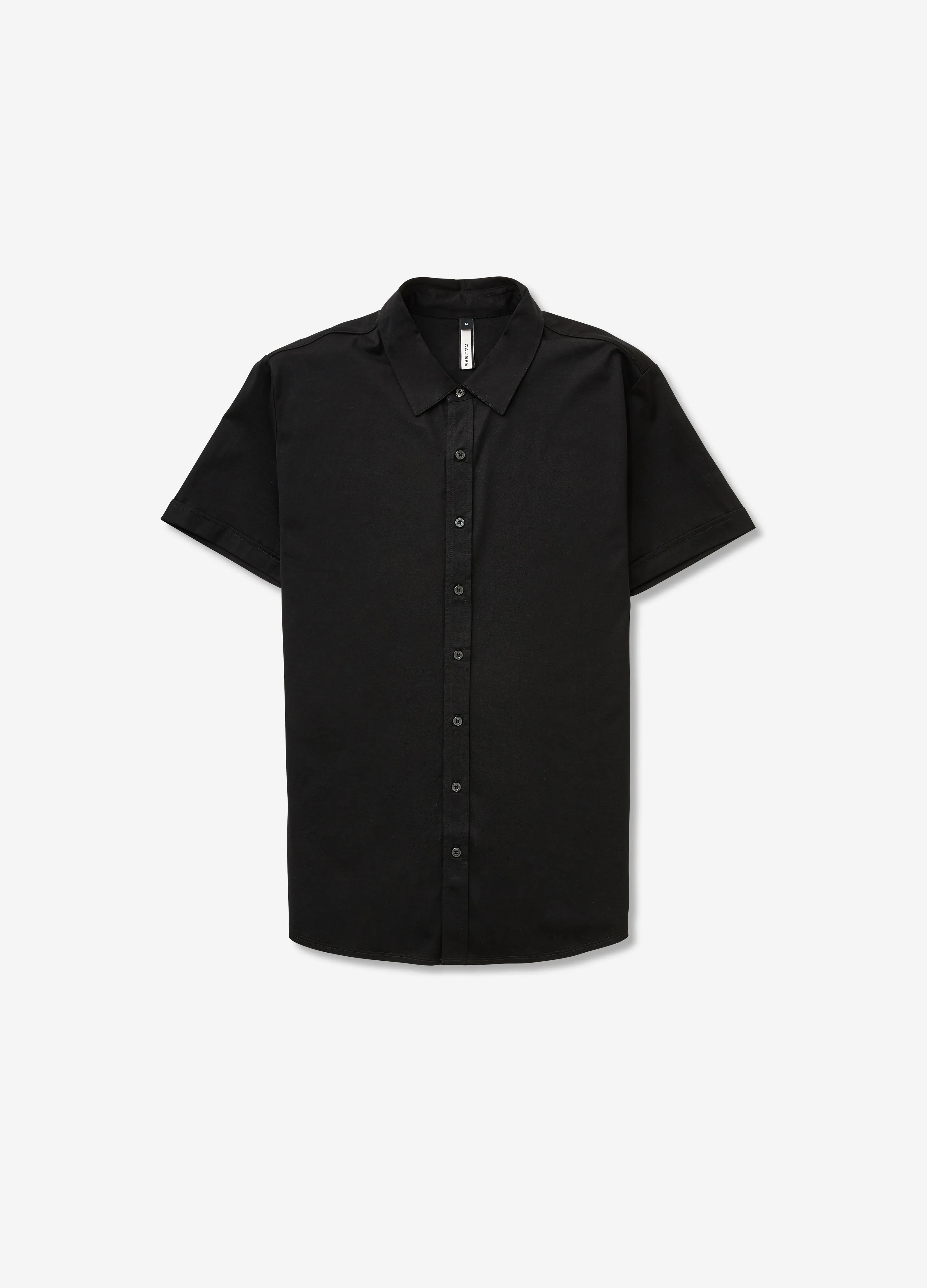 Mercerised Cotton Short Sleeve Shirt Black sold by Calibre