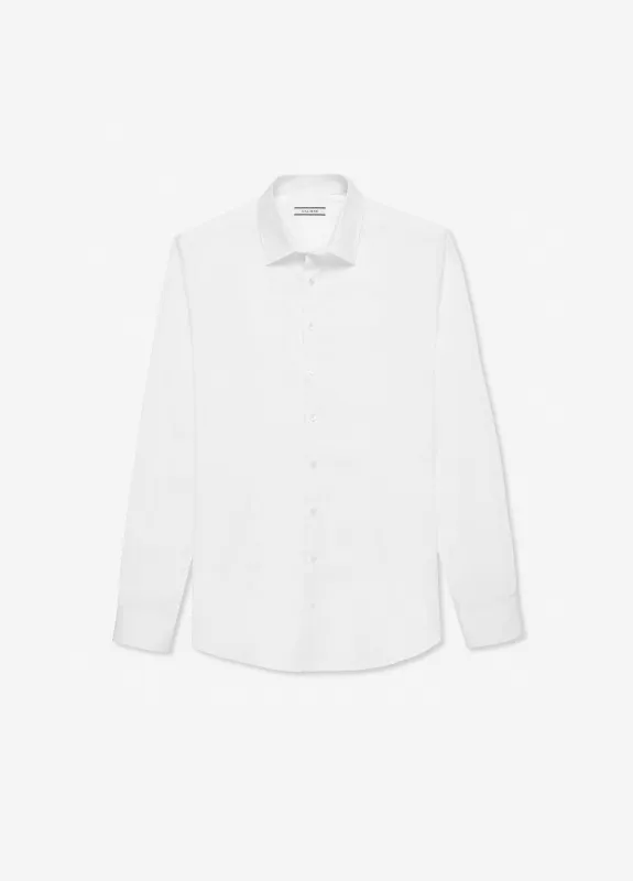 Stretch Cotton Poplin Shirt White sold by Calibre