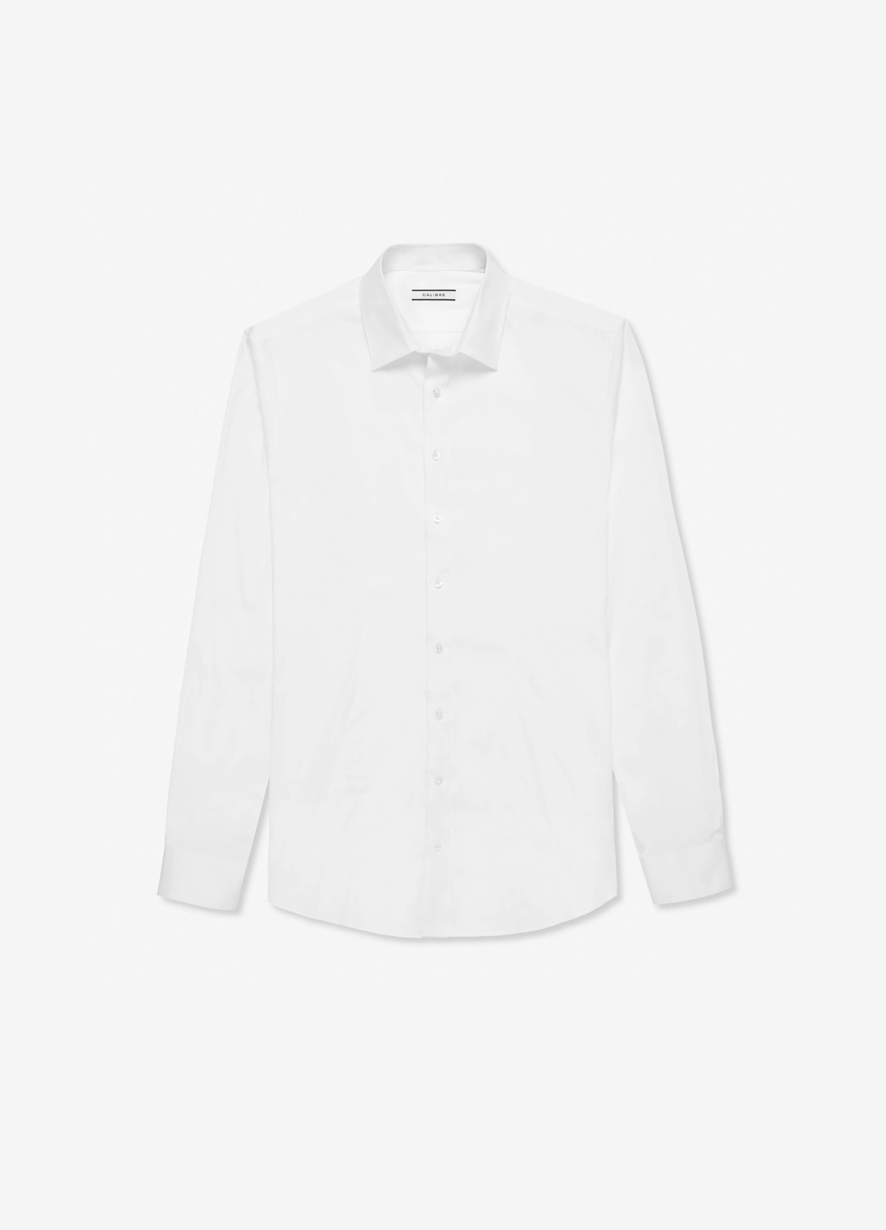 Stretch Cotton Poplin Shirt White sold by Calibre