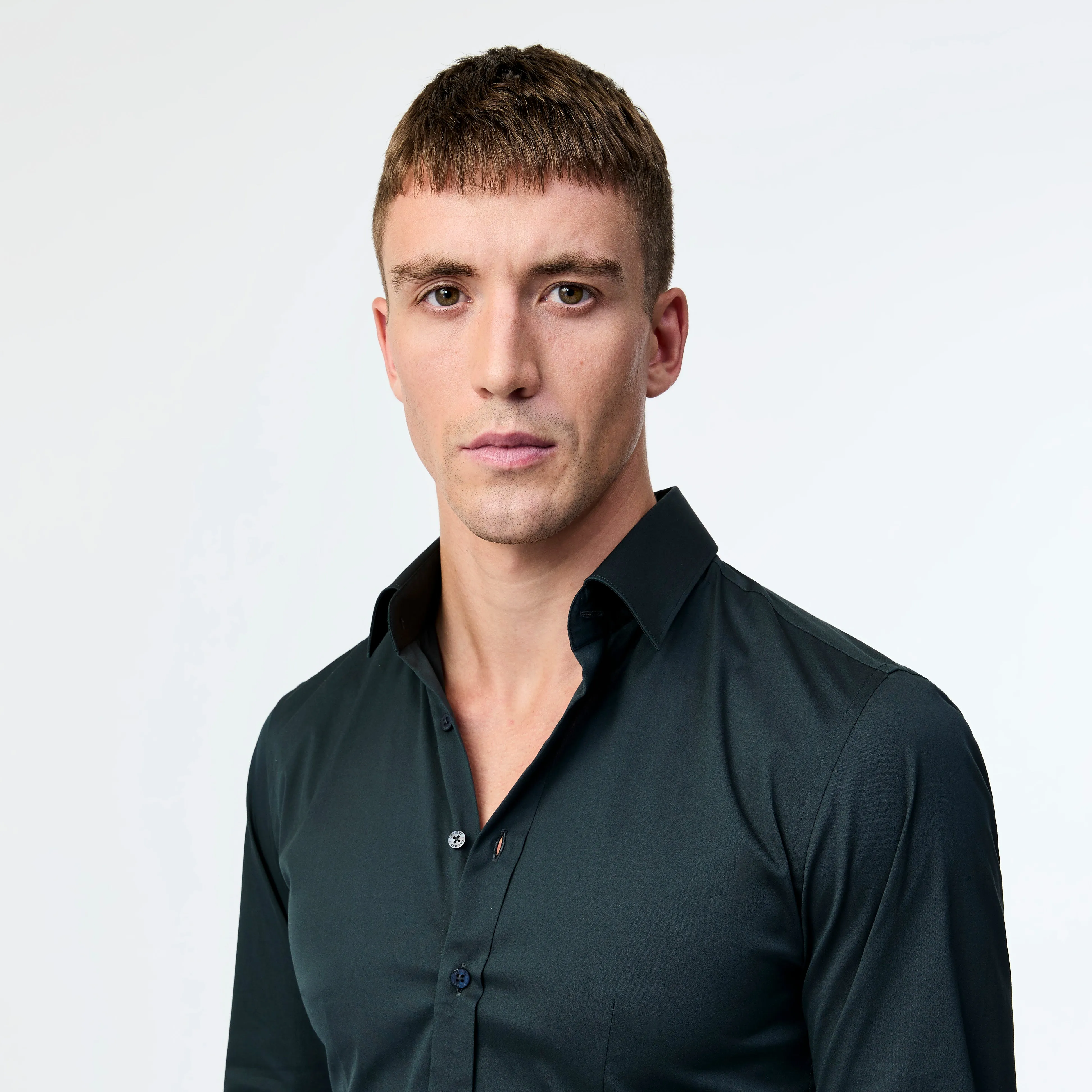 Stretch Cotton Poplin Shirt Dark Green sold by Calibre product image thumbnail 4