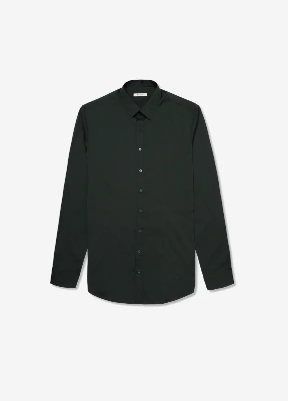 Stretch Cotton Poplin Shirt Dark Green sold by Calibre