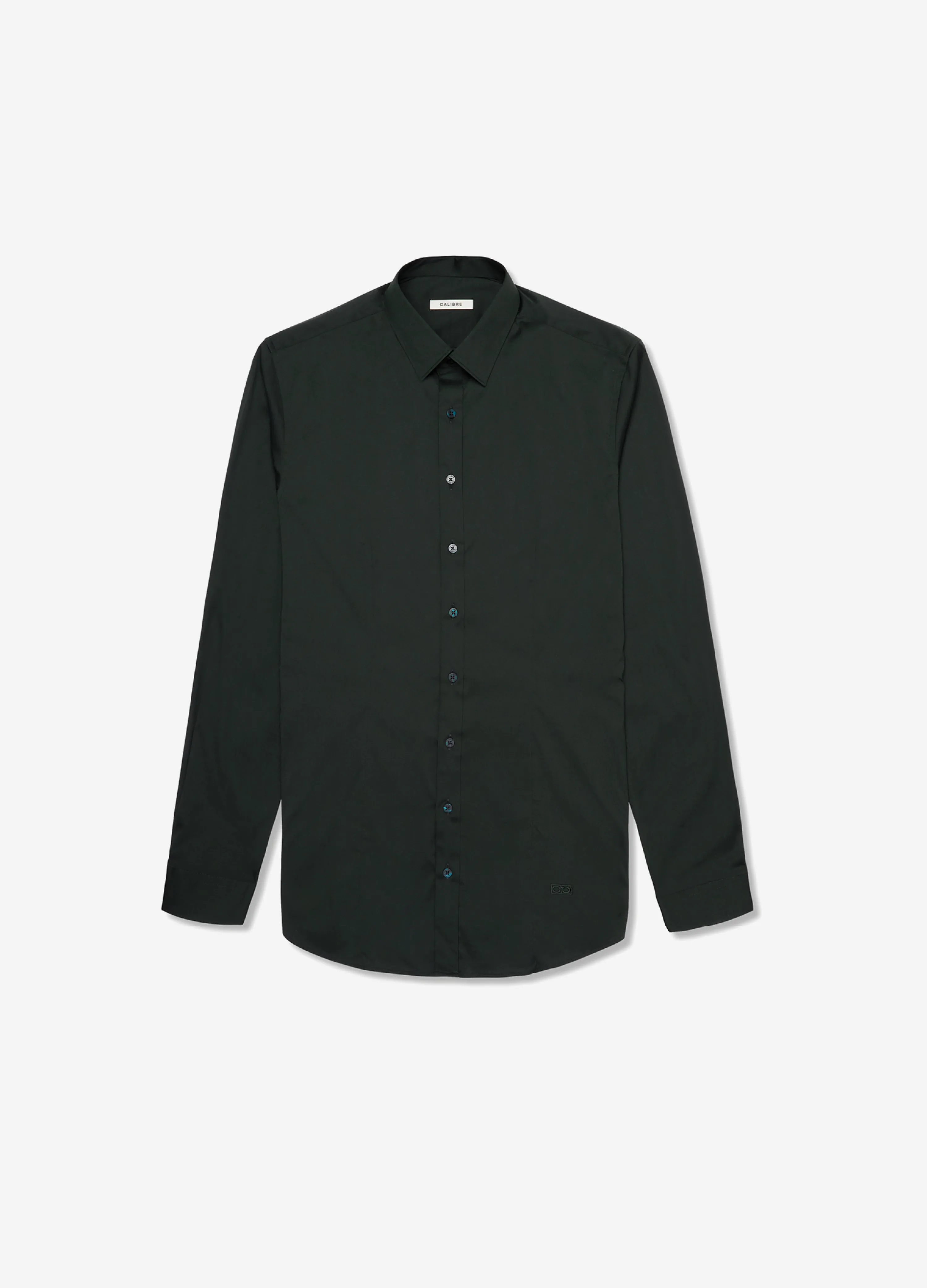 Stretch Cotton Poplin Shirt Dark Green sold by Calibre