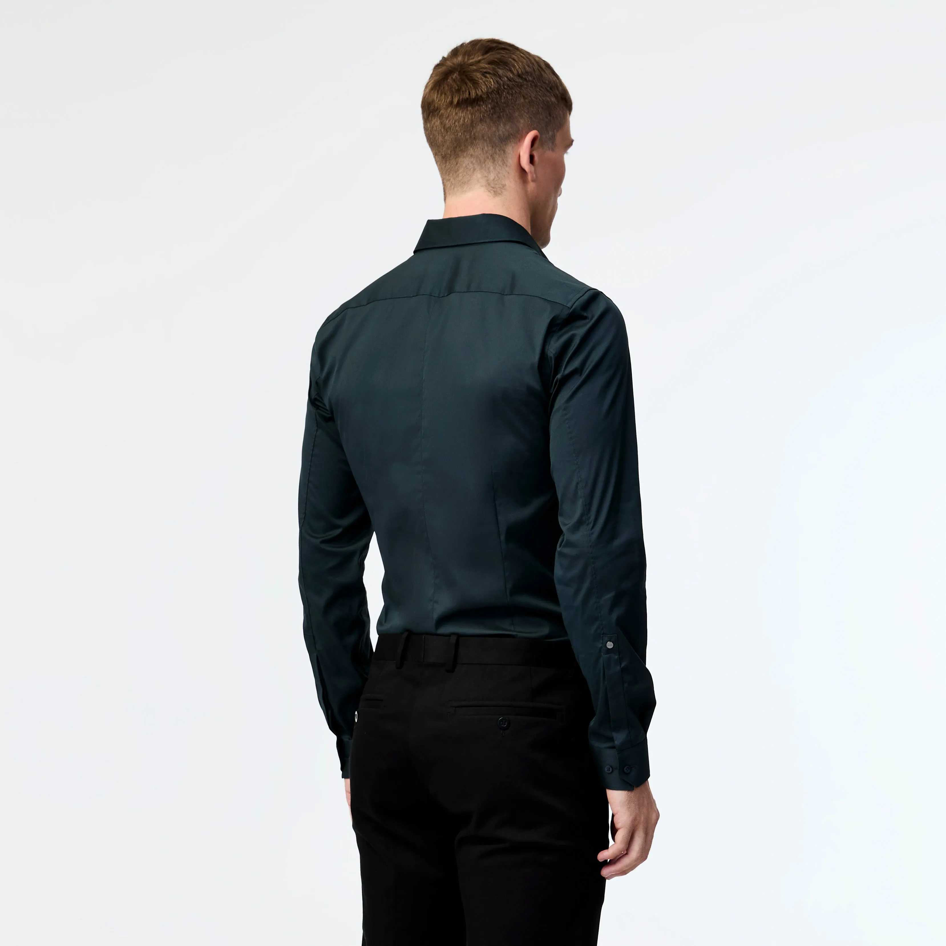 Stretch Cotton Poplin Shirt Dark Green sold by Calibre product image thumbnail 5