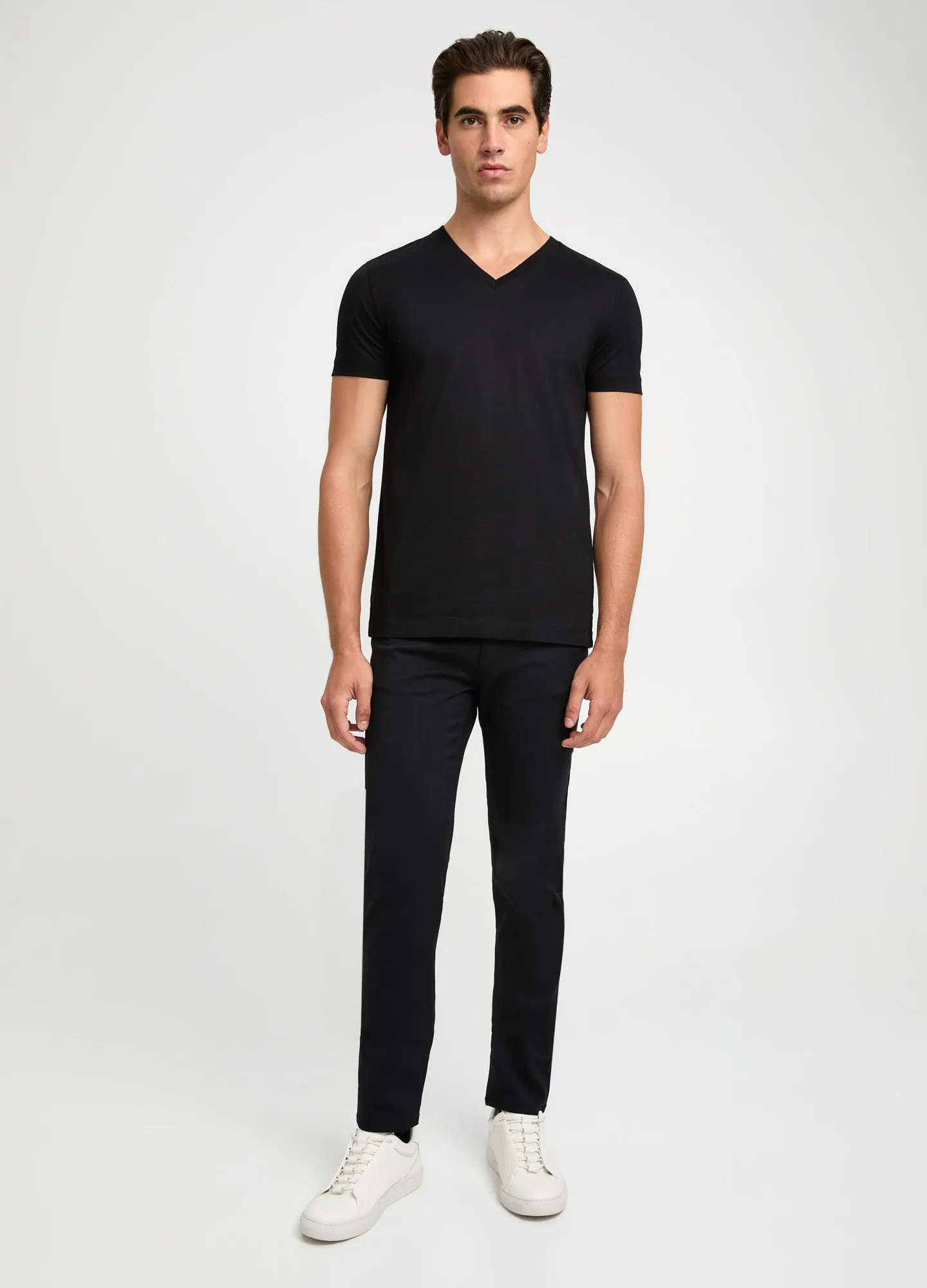 Mercerised Cotton Jersey V Neck T-shirt Black sold by Calibre product image thumbnail 2