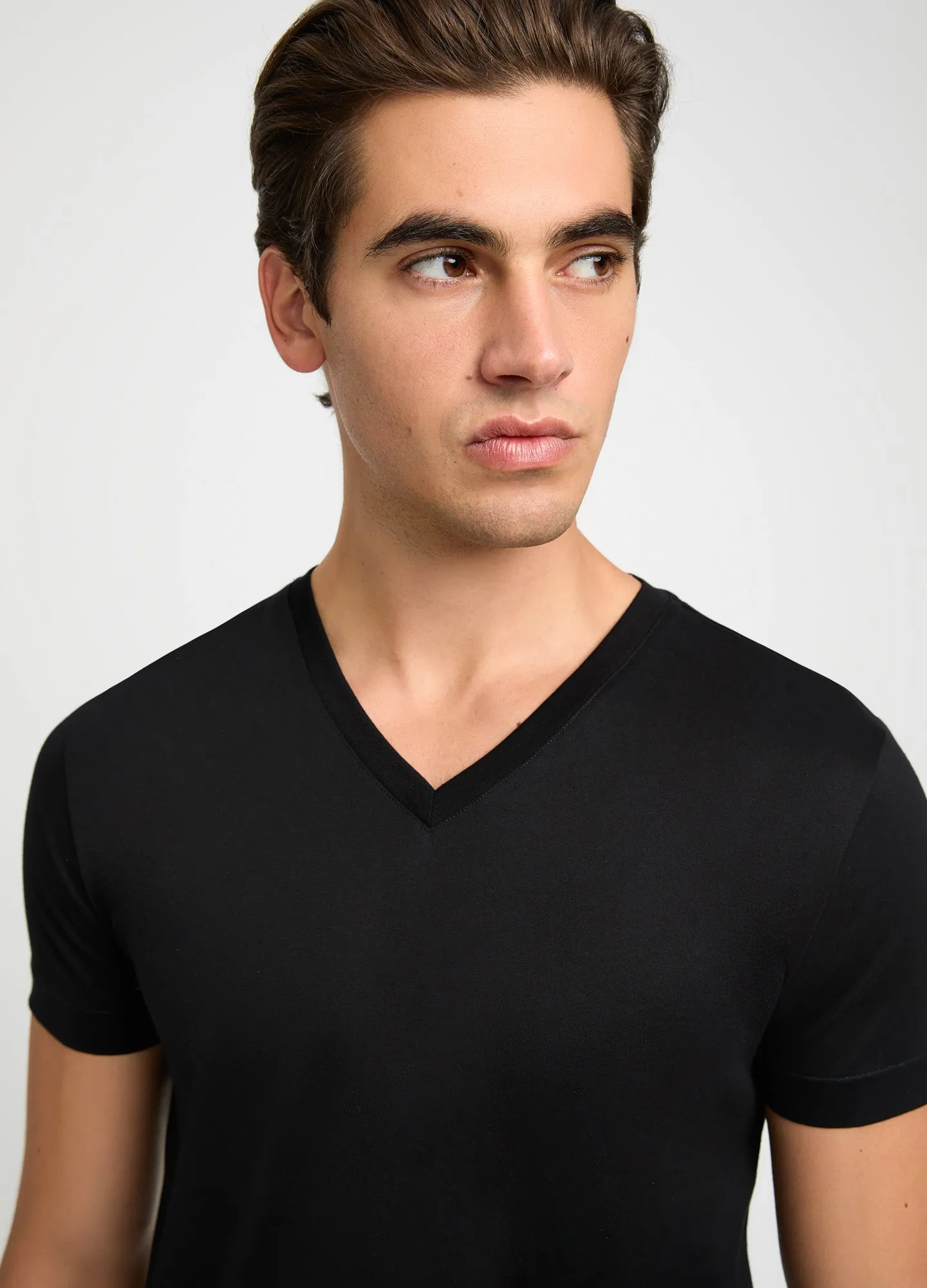 Mercerised Cotton Jersey V Neck T-shirt Black sold by Calibre product image thumbnail 4