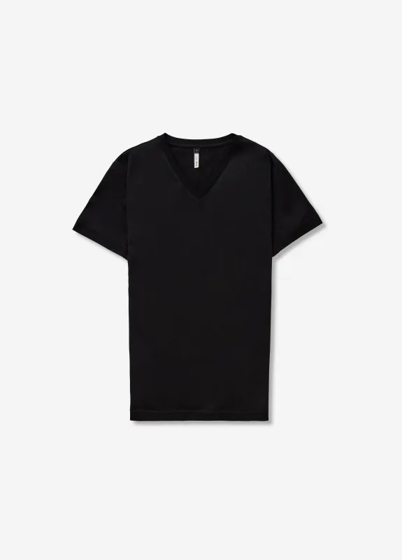 Mercerised Cotton Jersey V Neck T-shirt Black sold by Calibre