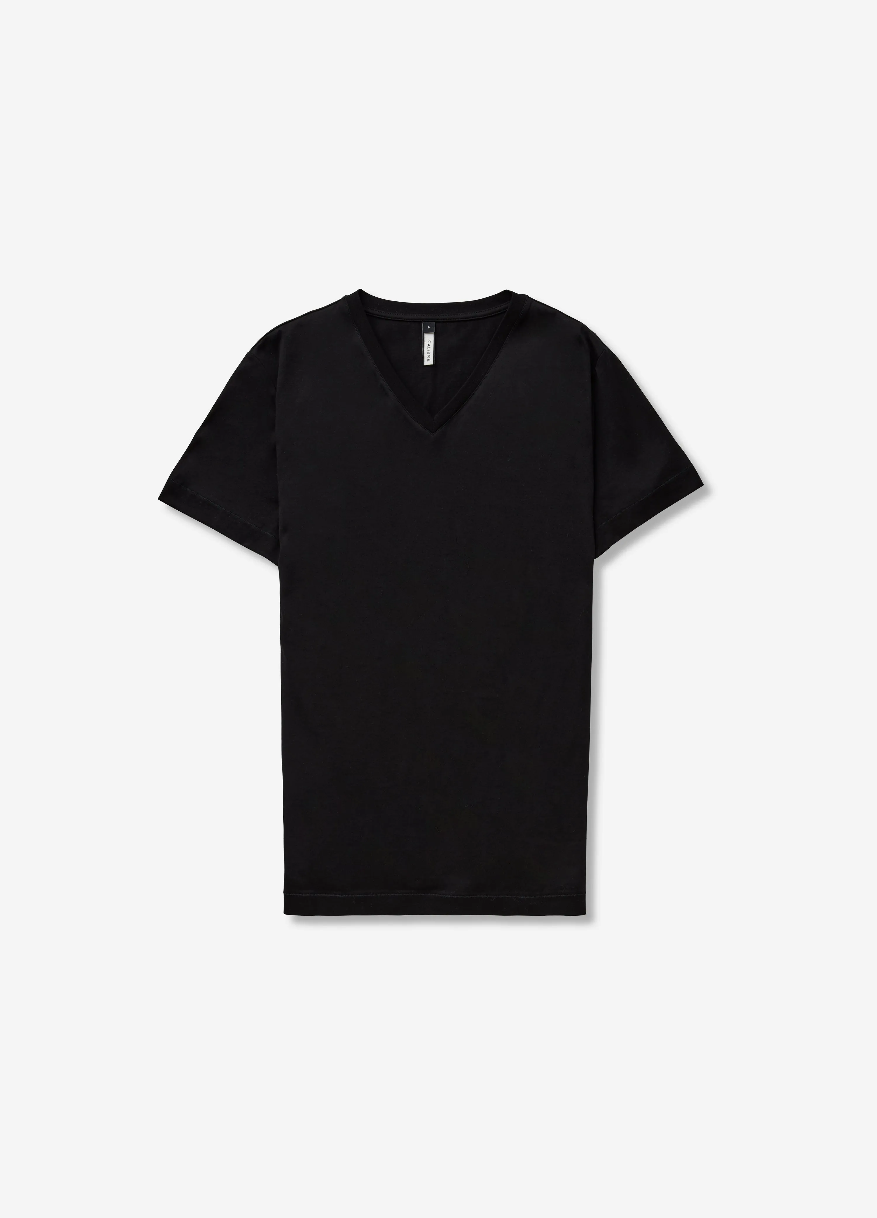 Mercerised Cotton Jersey V Neck T-shirt Black sold by Calibre
