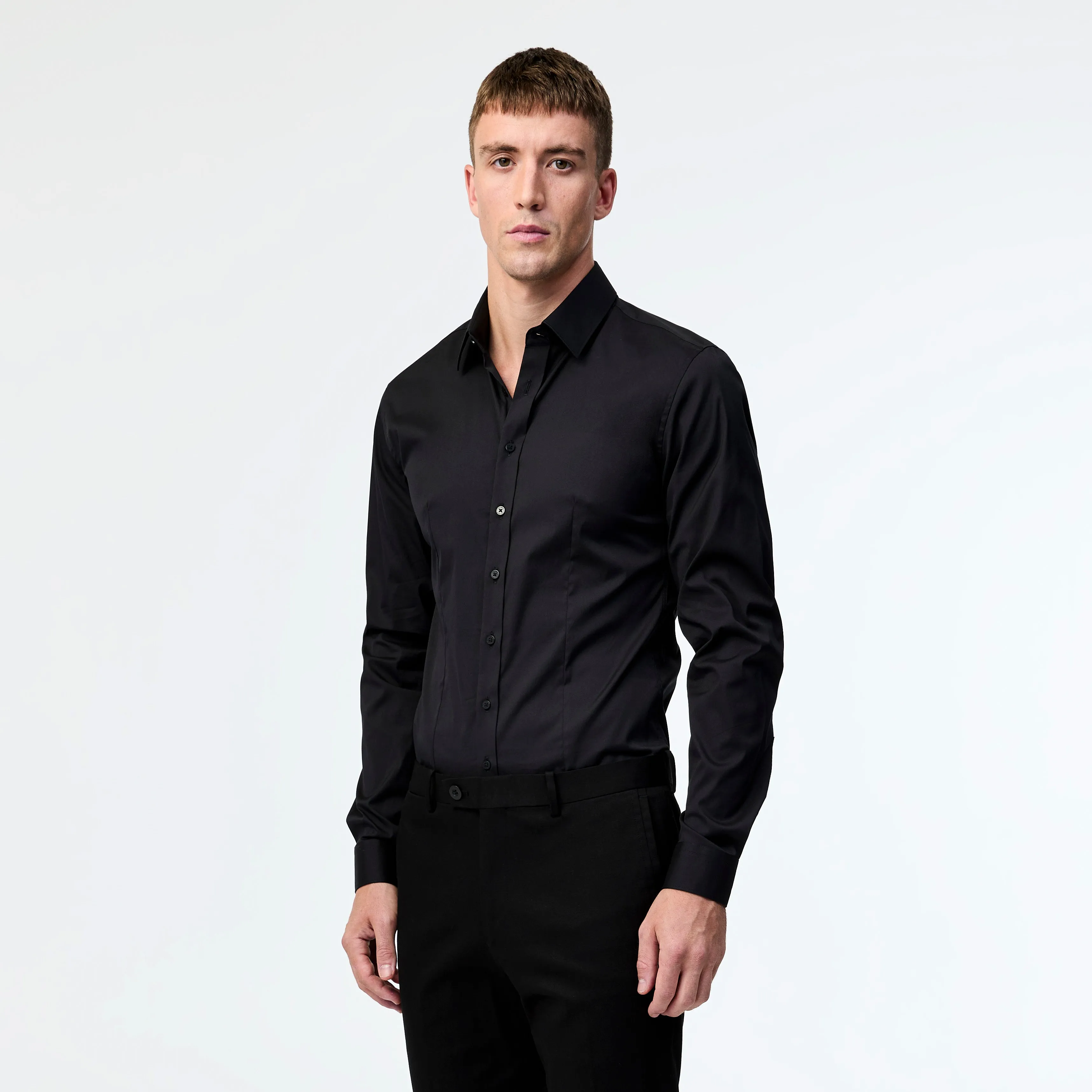 Stretch Cotton Poplin Shirt Black sold by Calibre product image thumbnail 3