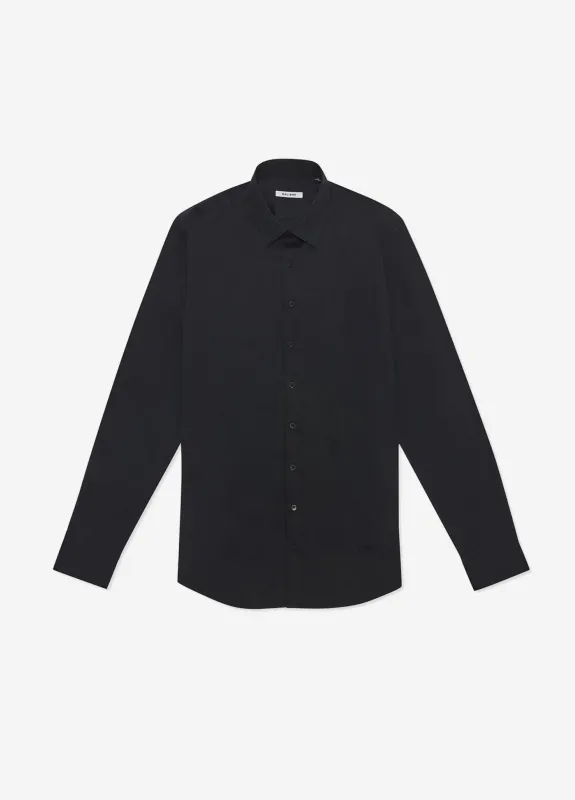 Stretch Cotton Poplin Shirt Black sold by Calibre