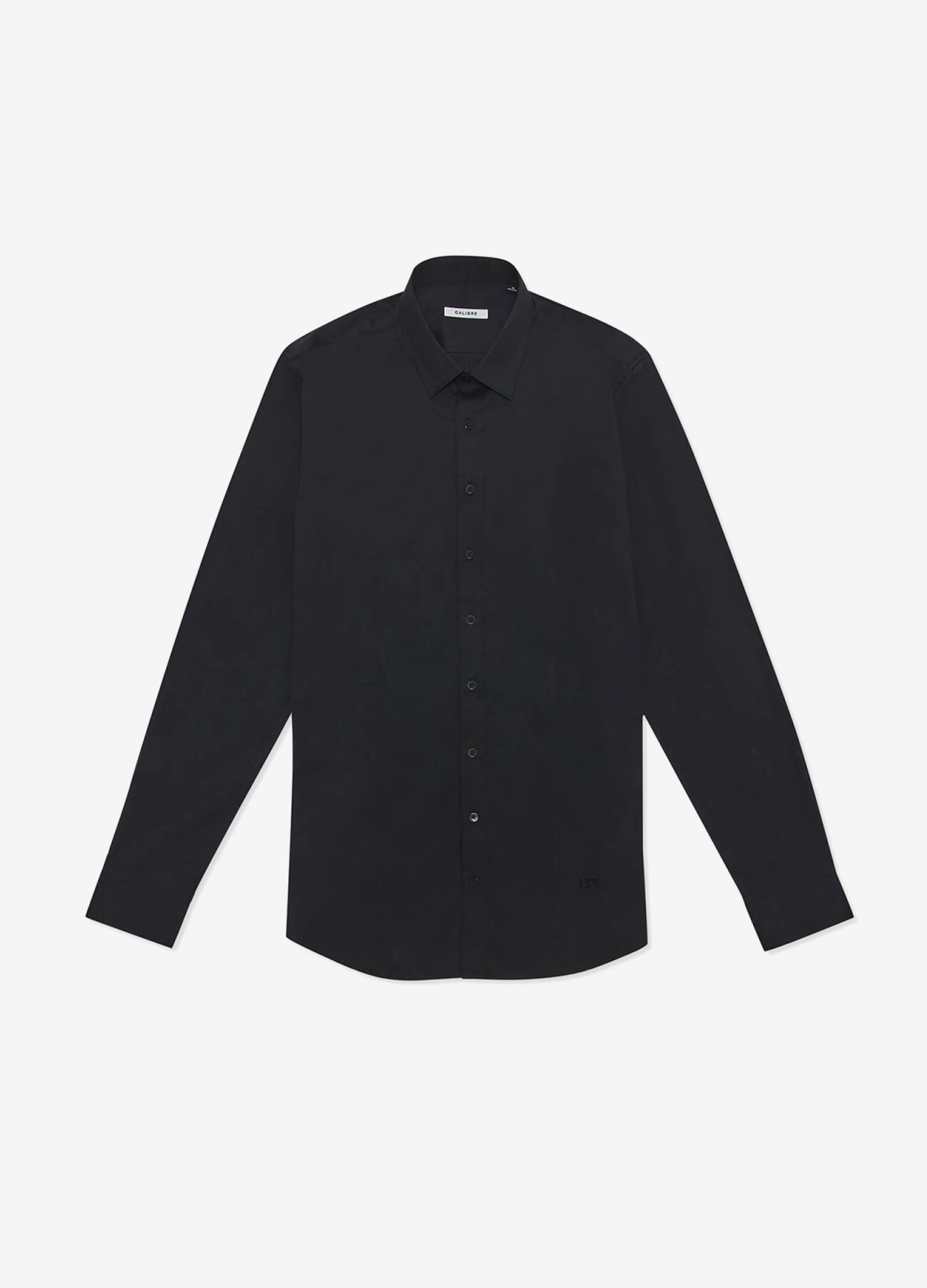 Stretch Cotton Poplin Shirt Black sold by Calibre