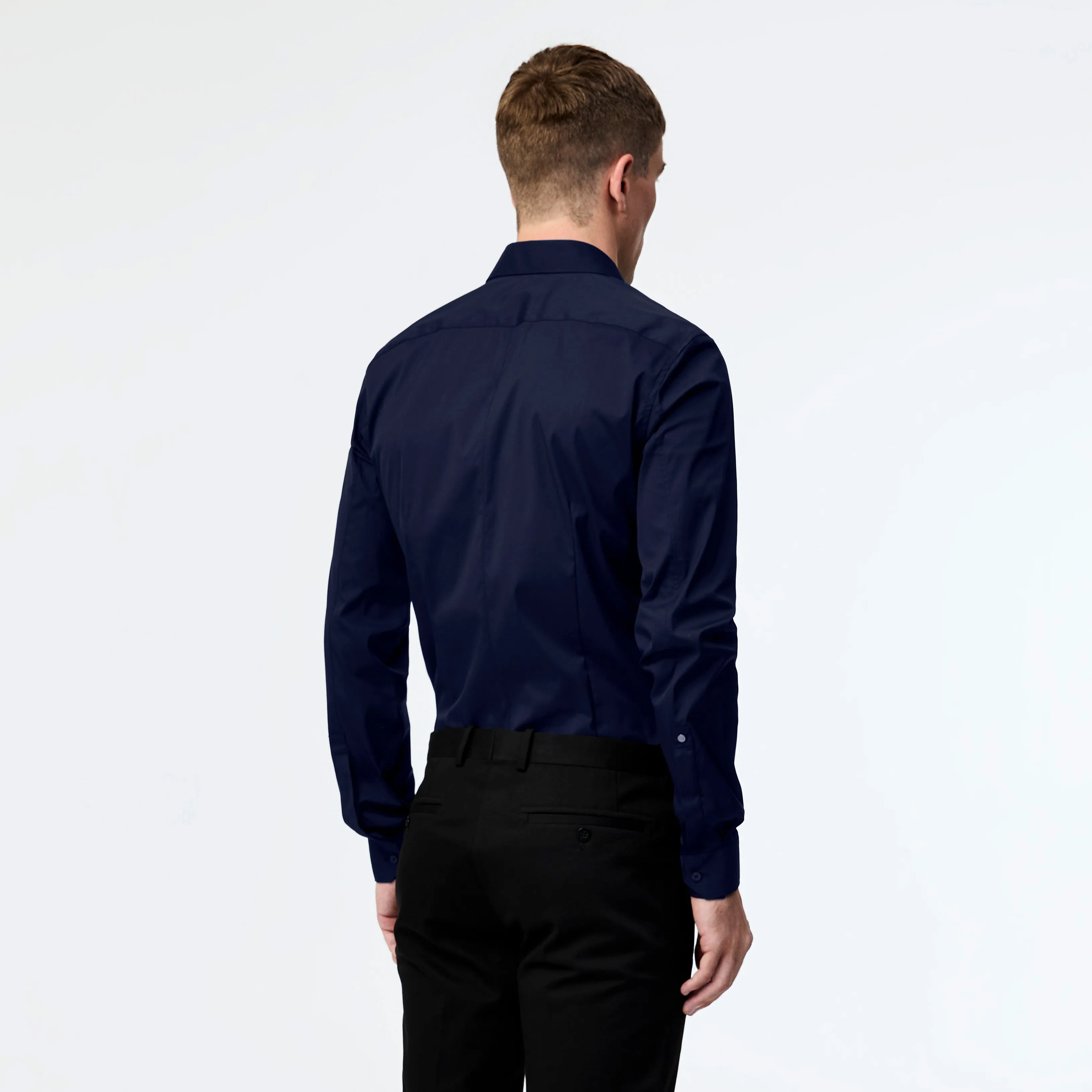 Stretch Cotton Poplin Shirt Navy sold by Calibre product image thumbnail 5