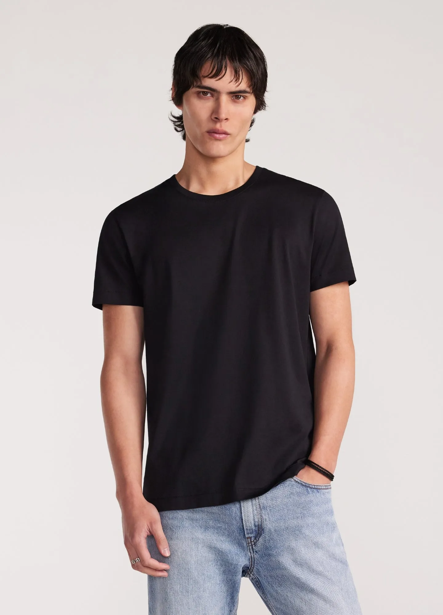 Mercerised Crew Neck T-Shirt Black sold by Calibre product image thumbnail 3
