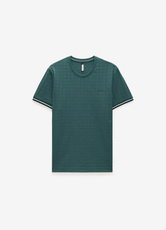Striped Trim Jacquard T-shirt Sea Green sold by Calibre