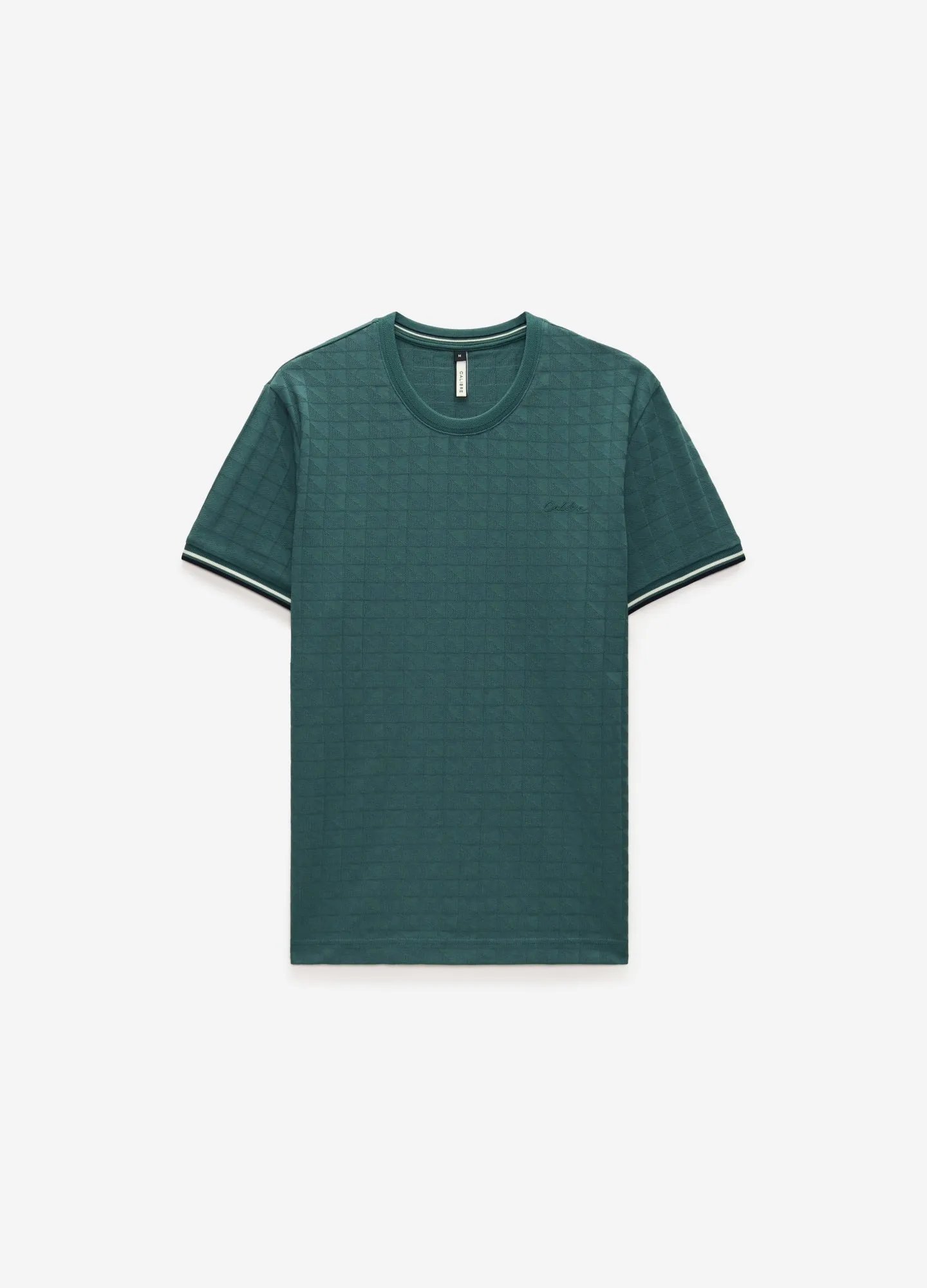 Striped Trim Jacquard T-shirt Sea Green sold by Calibre