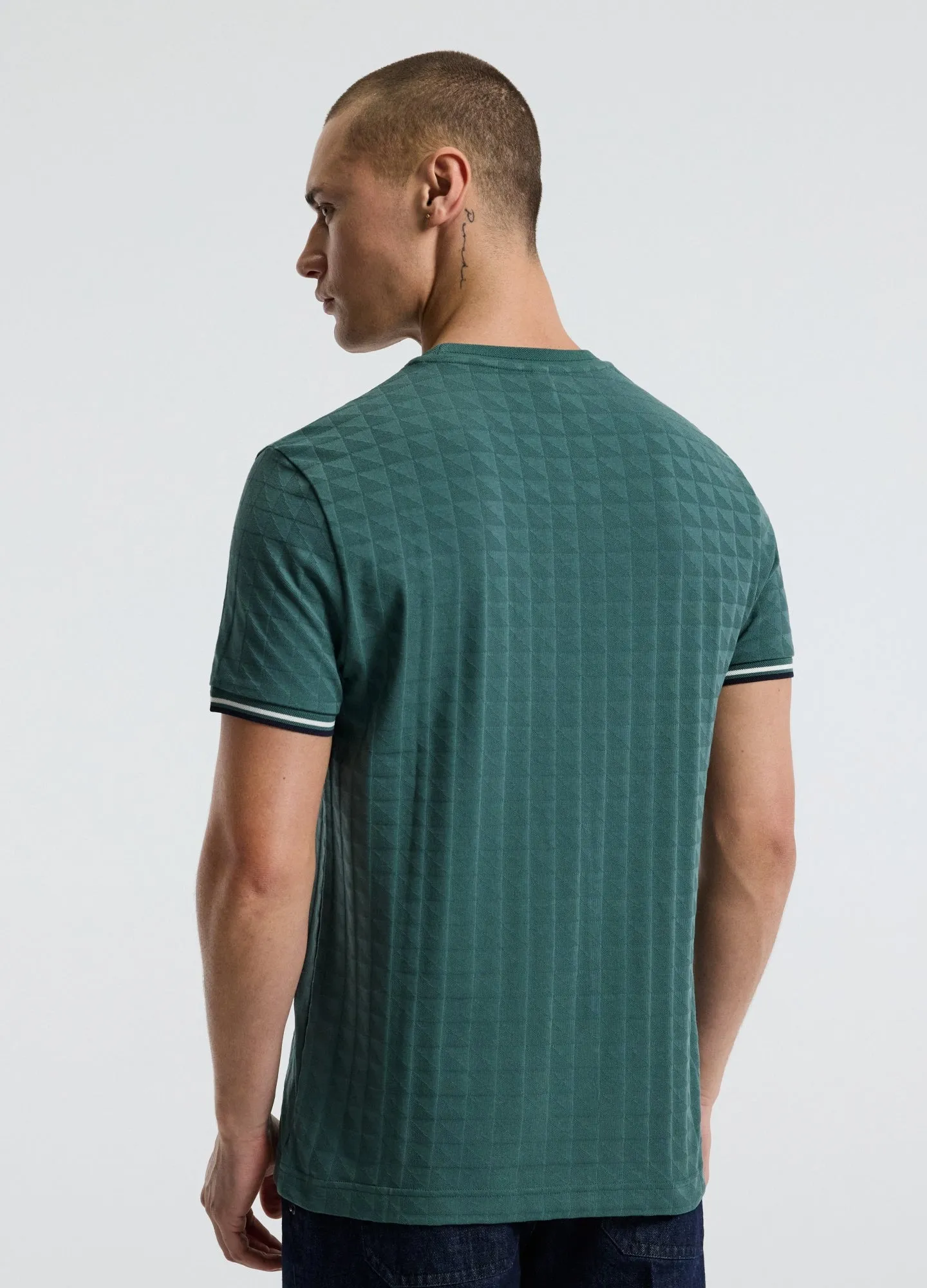 Striped Trim Jacquard T-shirt Sea Green sold by Calibre product image thumbnail 5