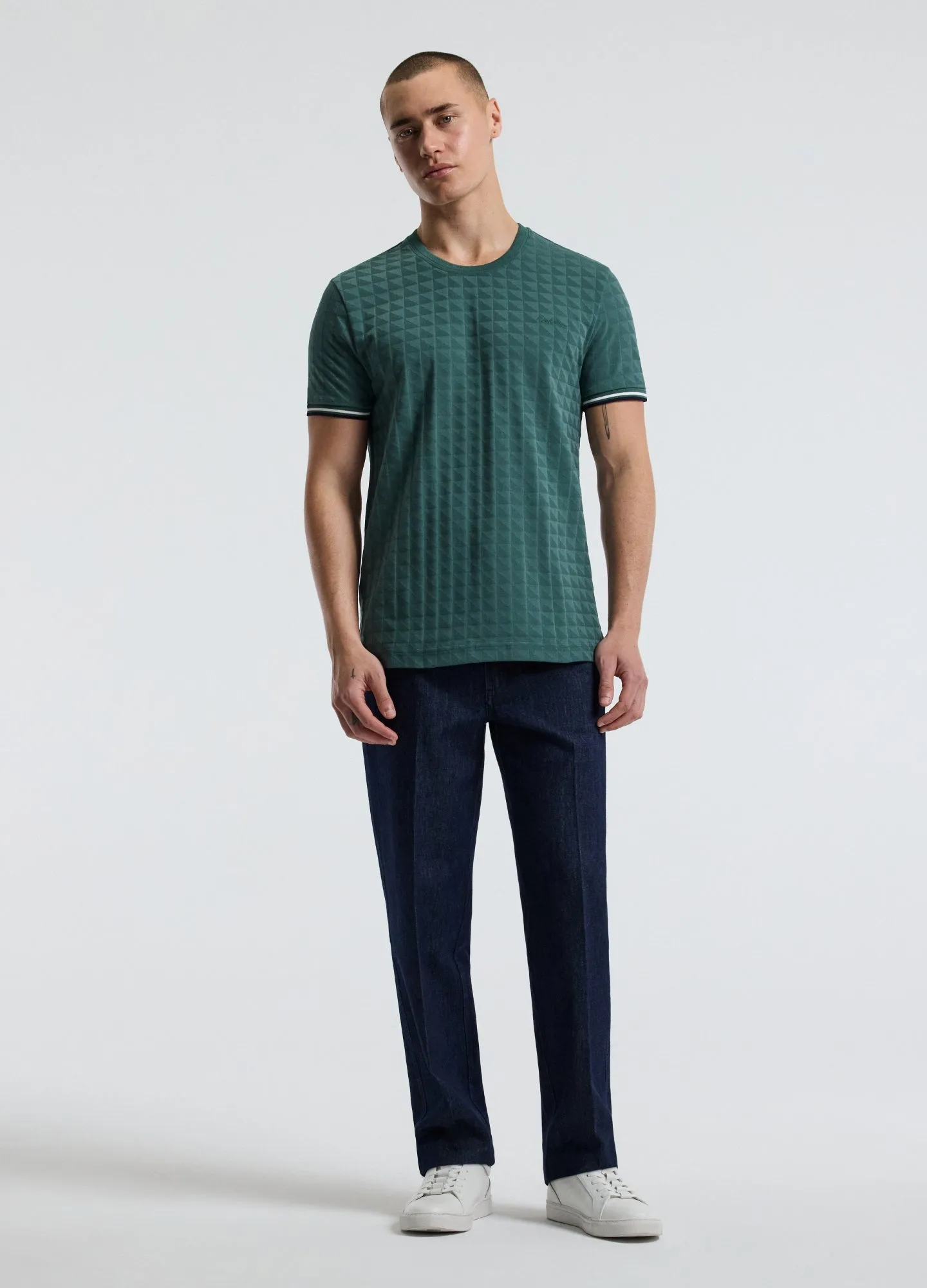 Striped Trim Jacquard T-shirt Sea Green sold by Calibre product image thumbnail 2